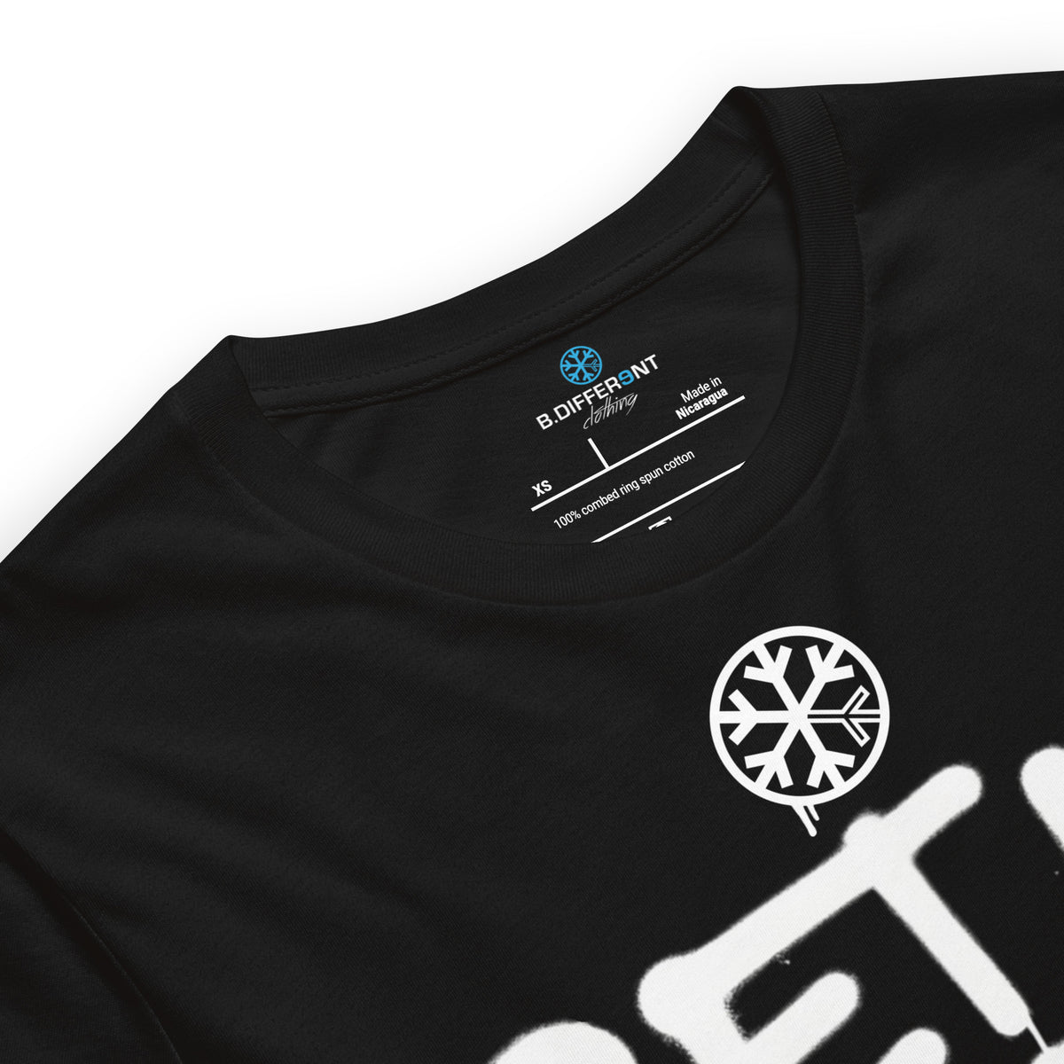 Black-Get Up or Die Graffiti Tag Tee from B.Different Clothing, collar, graffiti-inspired streetwear t-shirt