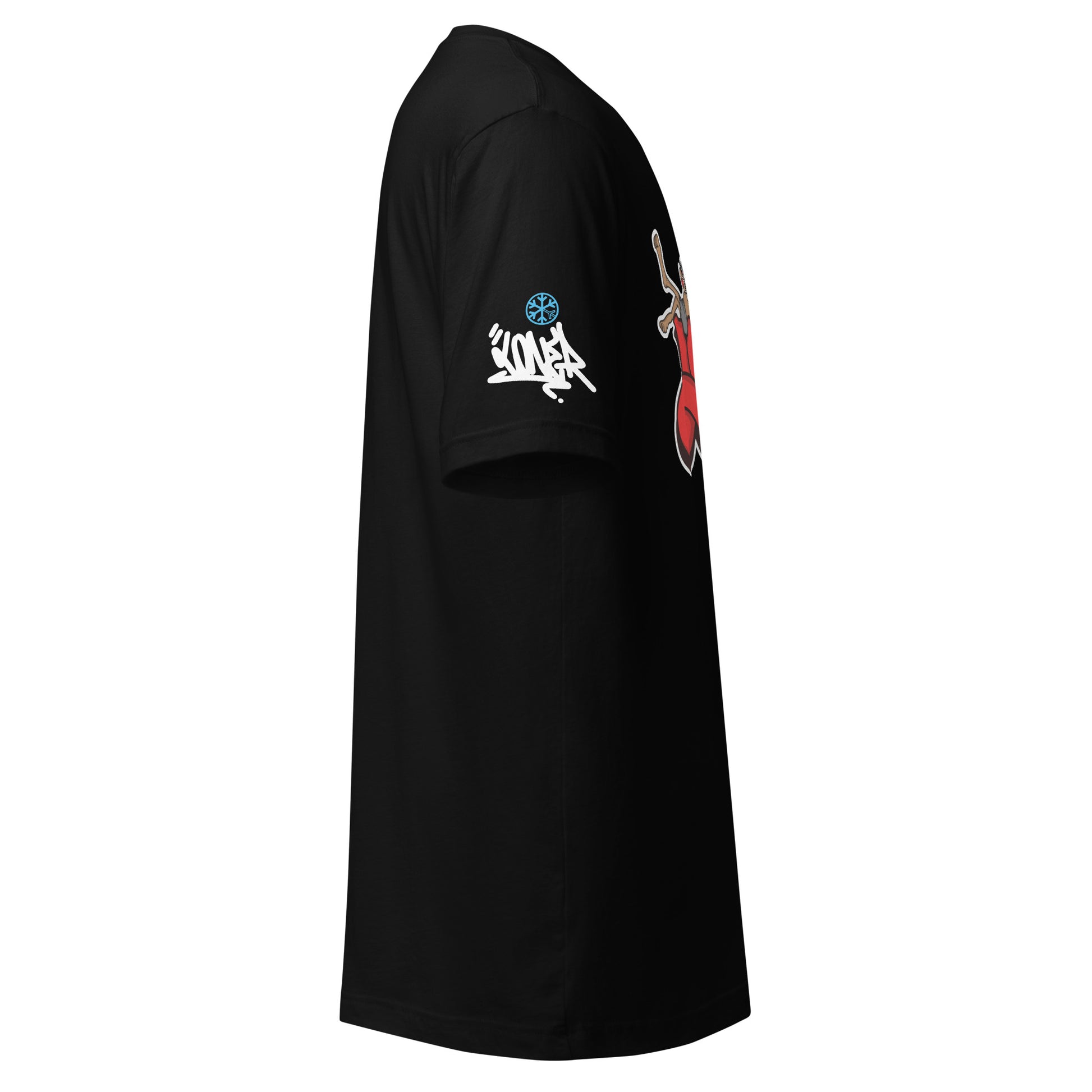 Black-Loner Graffiti Piece Tee from B.Different Clothing, side view, graffiti-inspired streetwear t-shirt