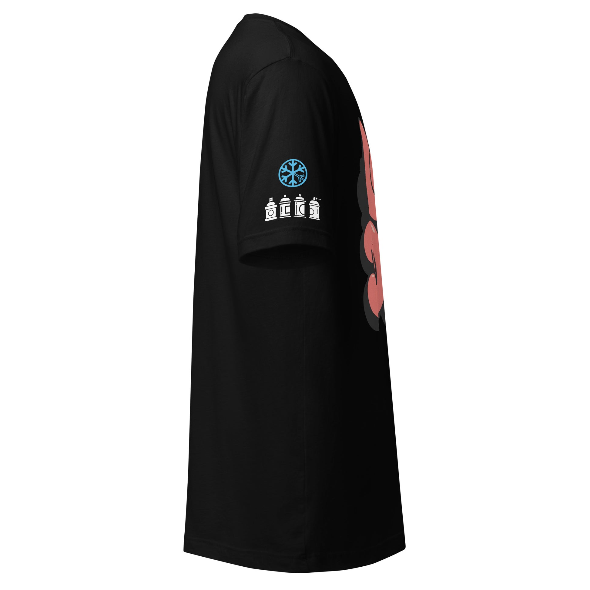 Black-Get Down Graffiti Throw-up Tee from B.Different Clothing, sleeve graphic, graffiti-inspired streetwear t-shirt