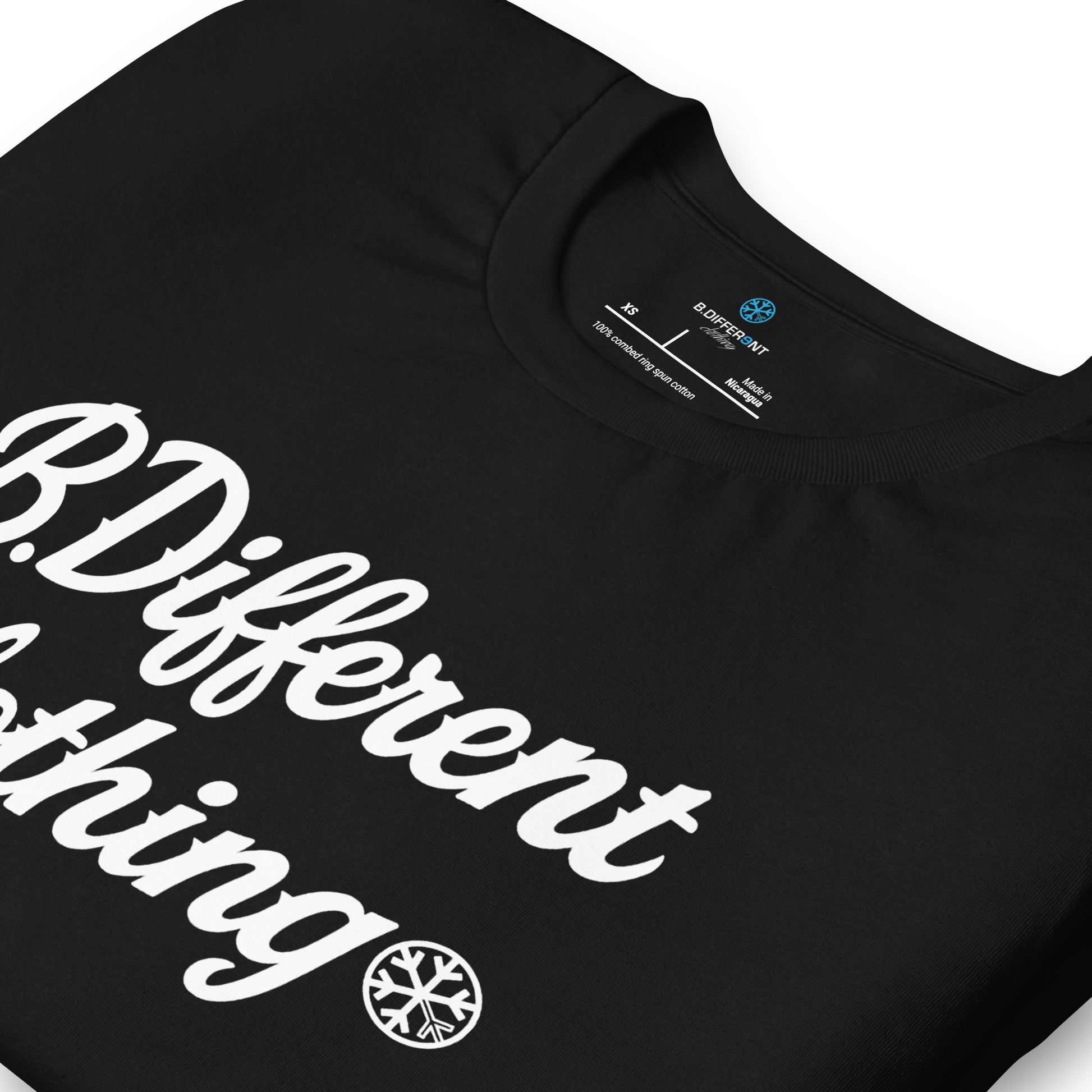 Black-The League Tee from B.Different Clothing, detail, graffiti-inspired streetwear t-shirt