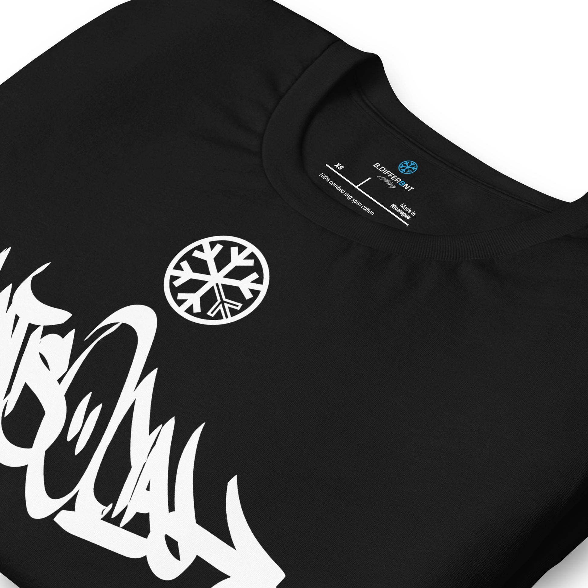 Black-Antisocial Graffiti Tag Tee from B.Different Clothing, detail, graffiti-inspired streetwear t-shirt