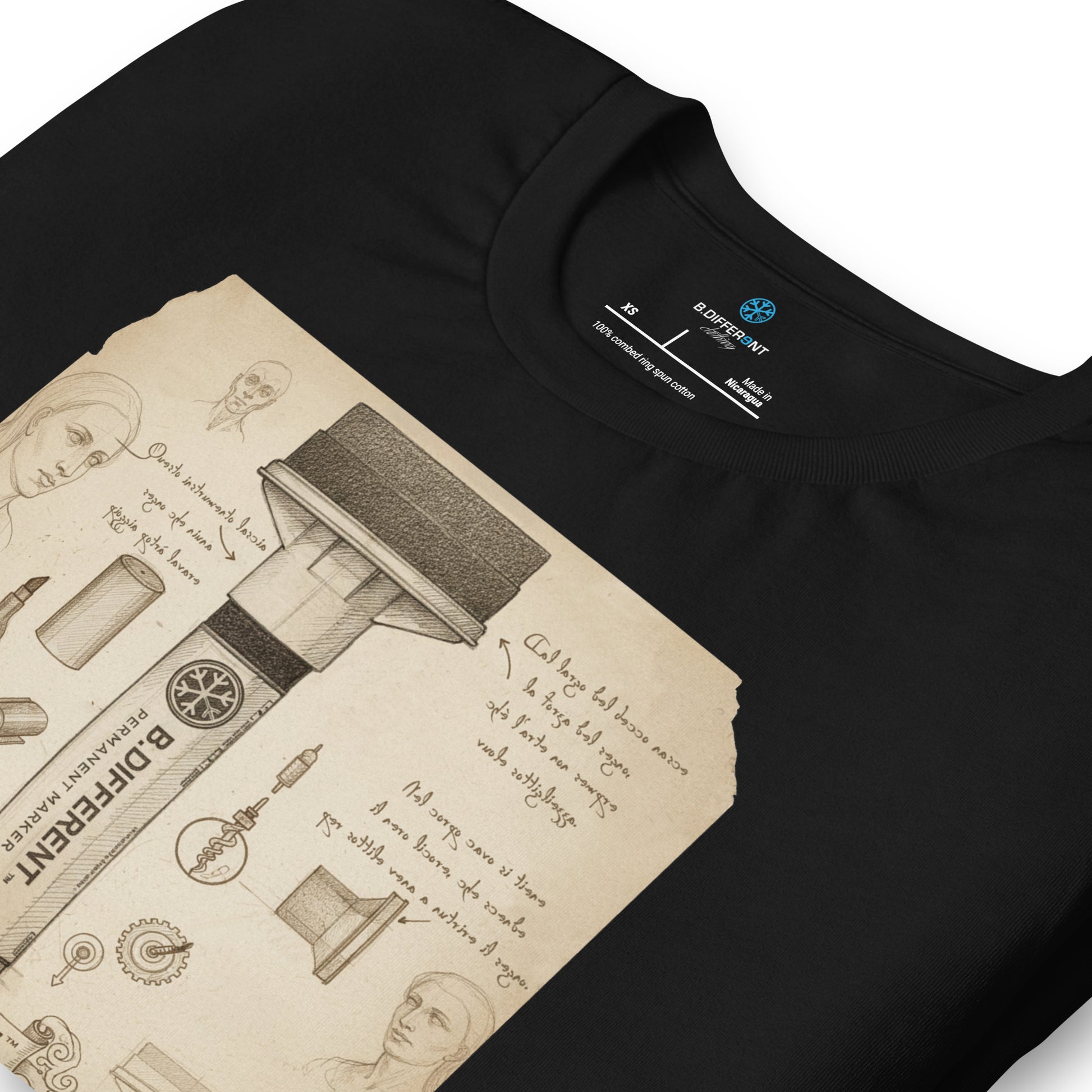 Black-Marker Sketch Graffiti Tee from B.Different Clothing, detail, graffiti-inspired streetwear t-shirt