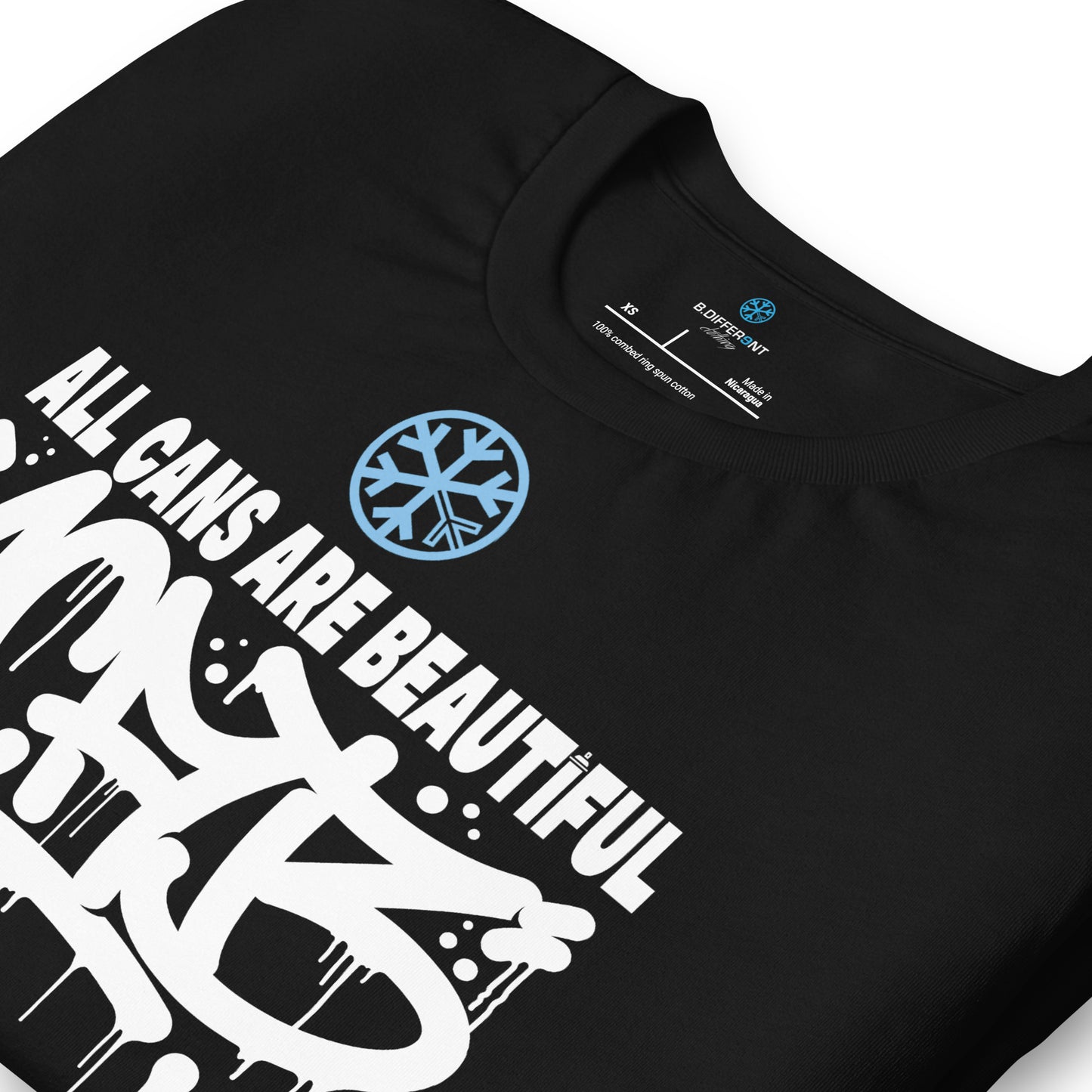 Black-Acab Graffiti Tag Tee from B.Different Clothing, detail, graffiti-inspired streetwear t-shirt