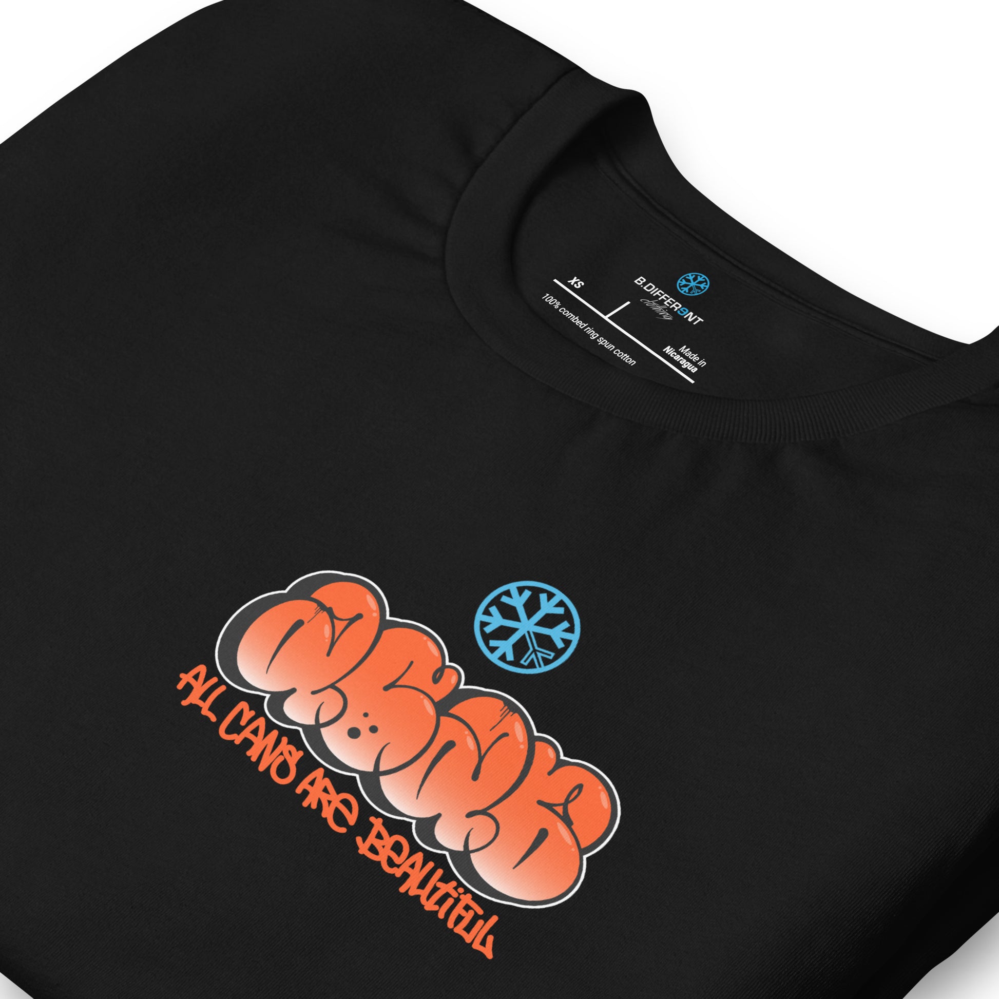 Black-ACAB Girl Graffiti Tee from B.Different Clothing, detail, graffiti-inspired streetwear