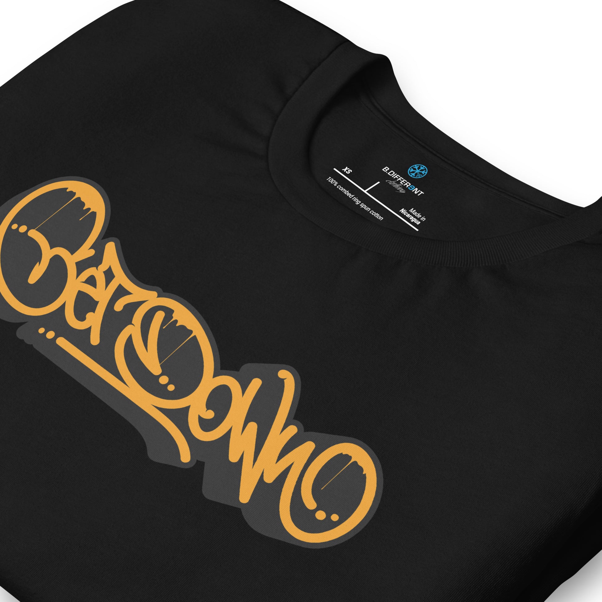 Black-Get Down Graffiti Tag Tee from B.Different Clothing, detail, graffiti-inspired streetwear t-shirt