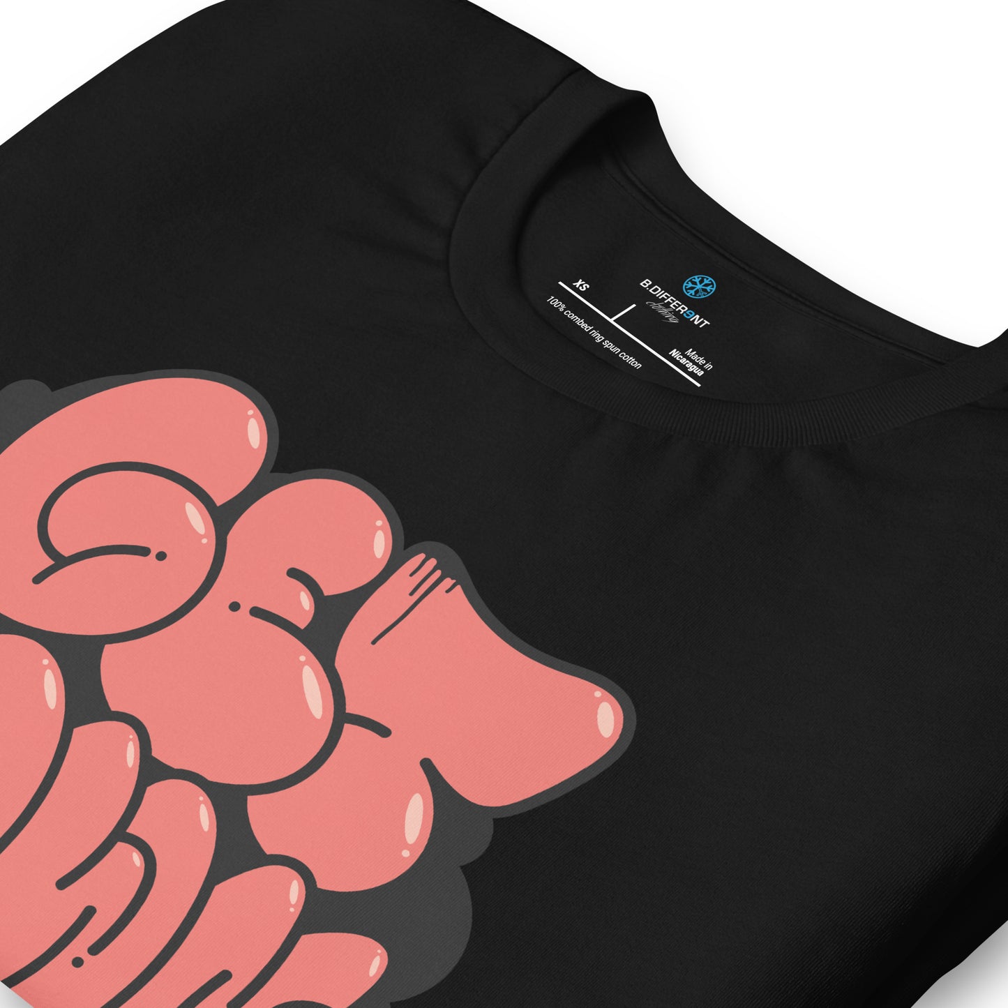 Black-Get Down Graffiti Throw-up Tee from B.Different Clothing, detail, graffiti-inspired streetwear t-shirt