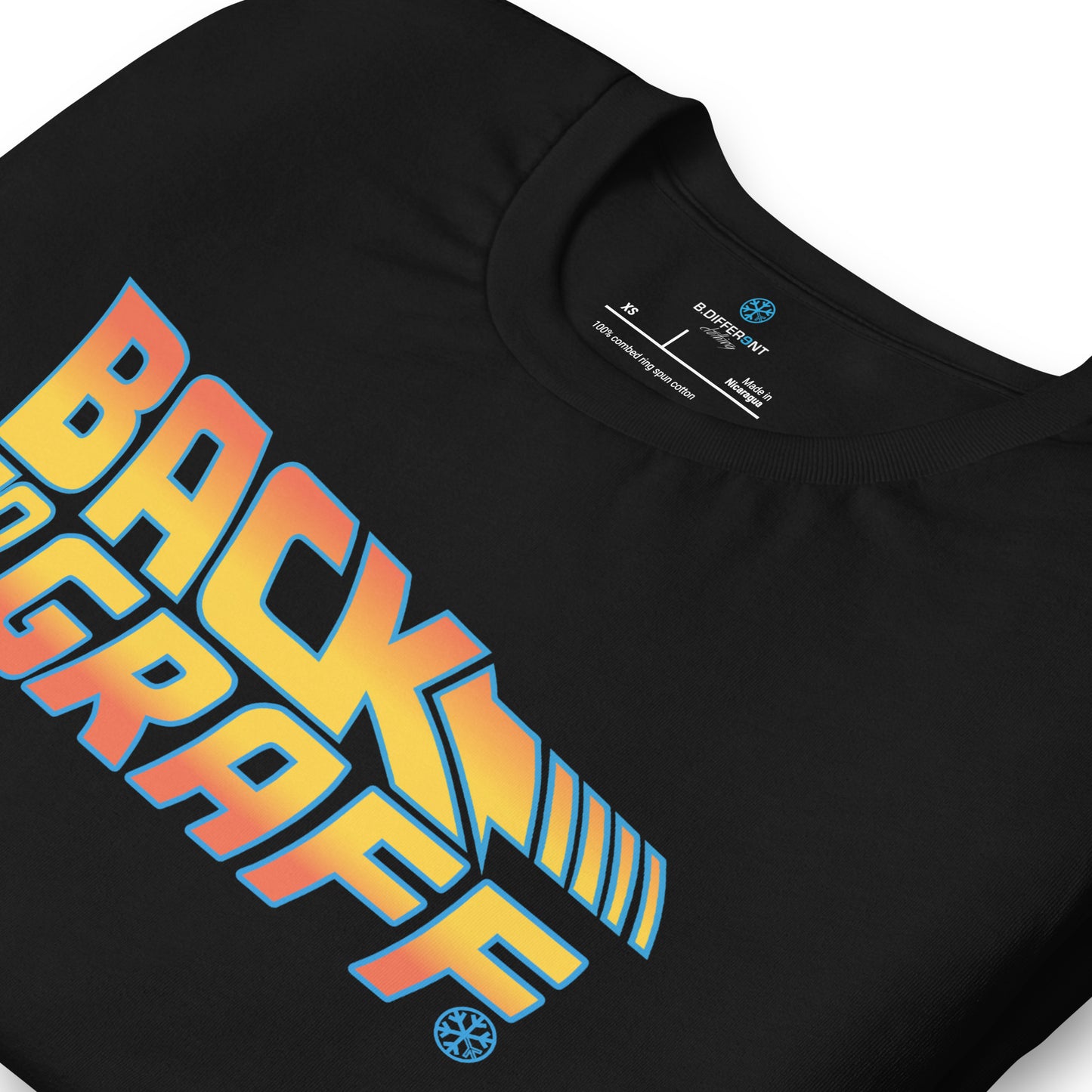 Black-Back to the Graff Tee from B.Different Clothing, detail, graffiti-inspired streetwear t-shirt
