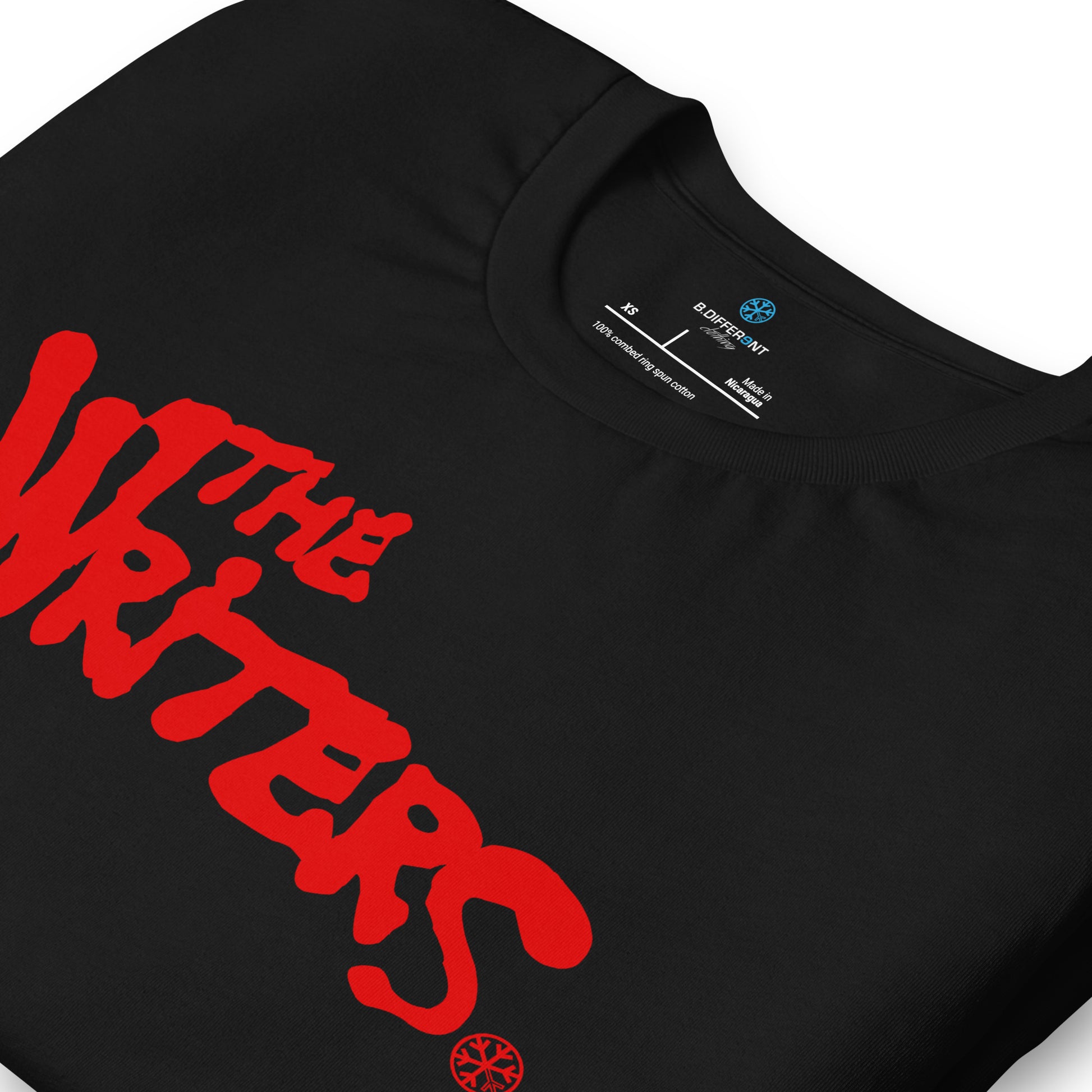 Black-The Writers Graffiti Lettering Tee from B.Different Clothing, detail, graffiti-inspired streetwear t-shirt