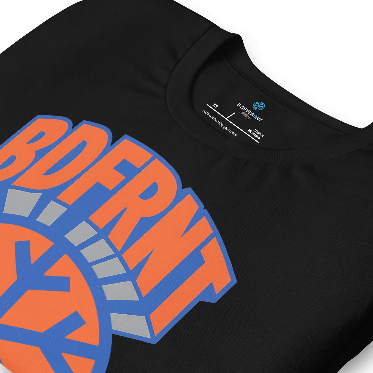 Black-BDFRNT Logo 1989 Tee from B.Different Clothing, detail, graffiti-inspired streetwear t-shirt