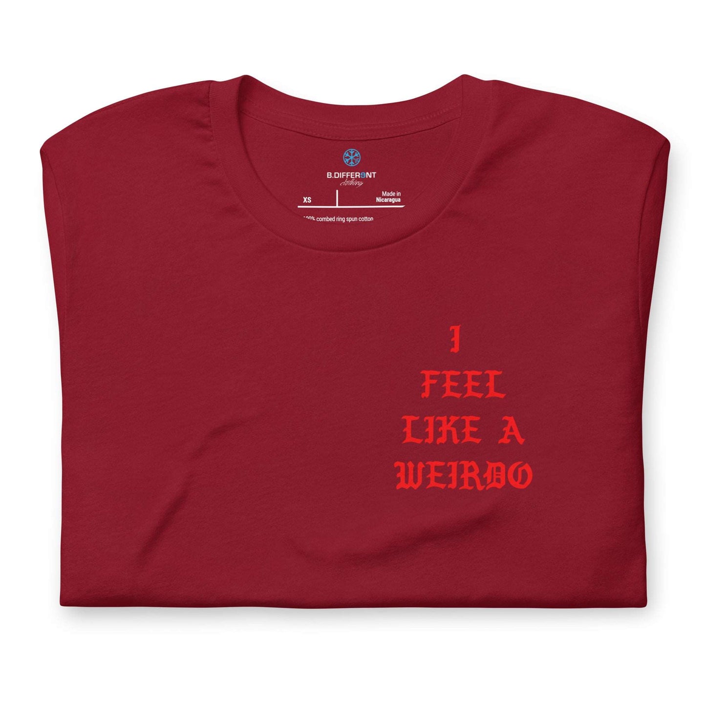 folded I feel like a weirdo tee cardinal B.Different Clothing graffiti street art inspired streetwear brand