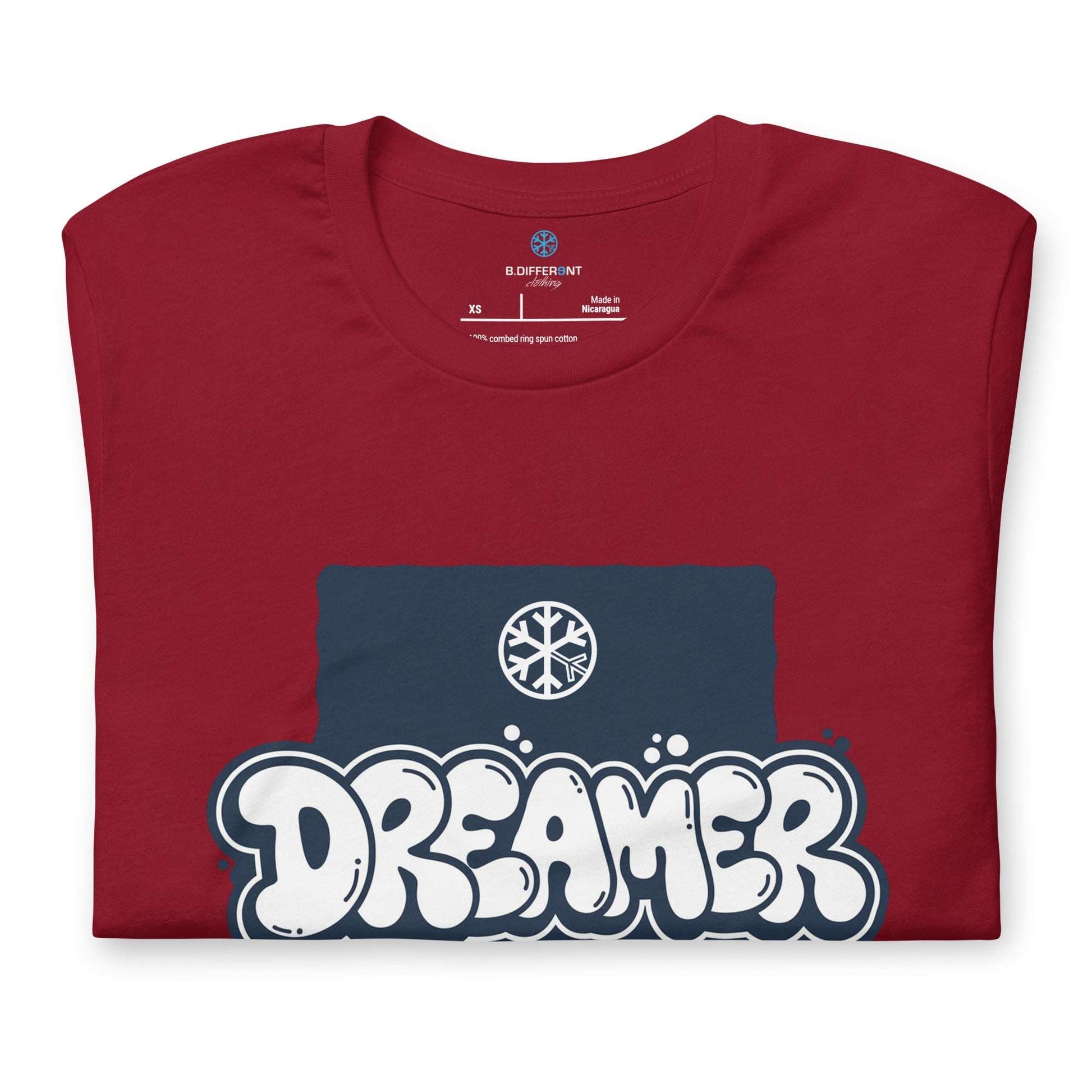 folded Dreamer Graffiti Throw-up Tee cardinal B.Different Clothing graffiti street art inspired streetwear brand