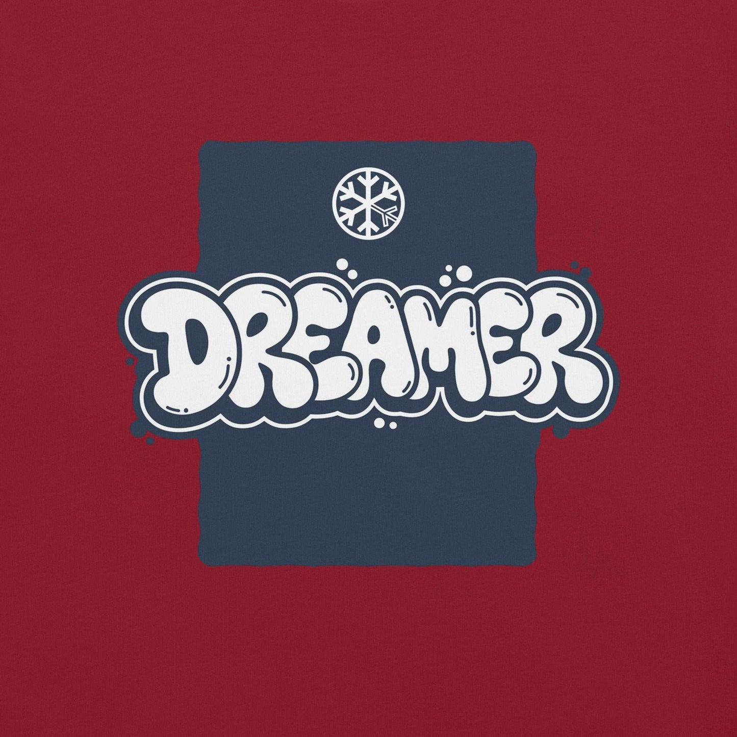 graphic of Dreamer Graffiti Throw-up Tee cardinal B.Different Clothing graffiti street art inspired streetwear brand