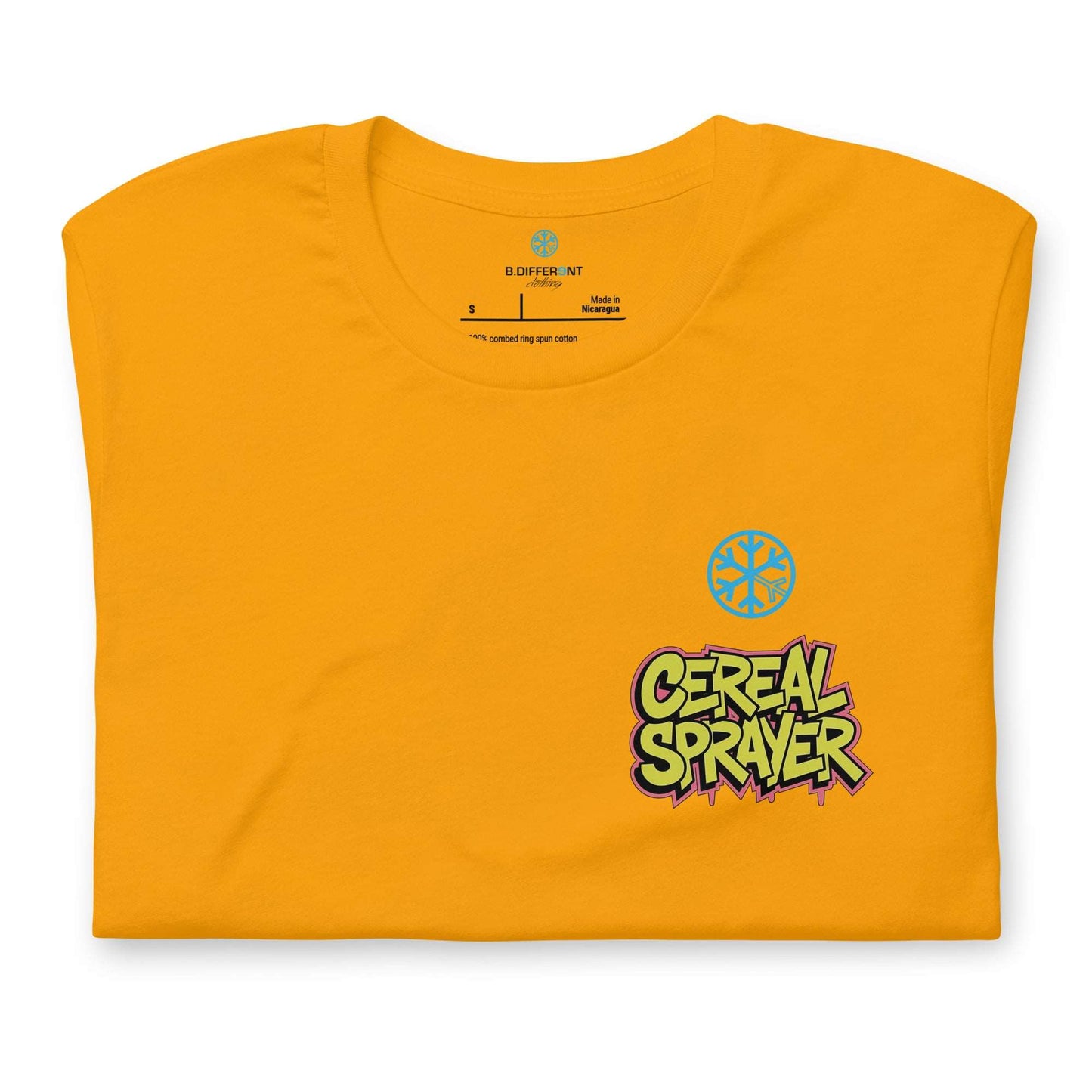 folded Cereal Sprayer Graffiti Tee yellow B.Different Clothing graffiti street art inspired streetwear brand