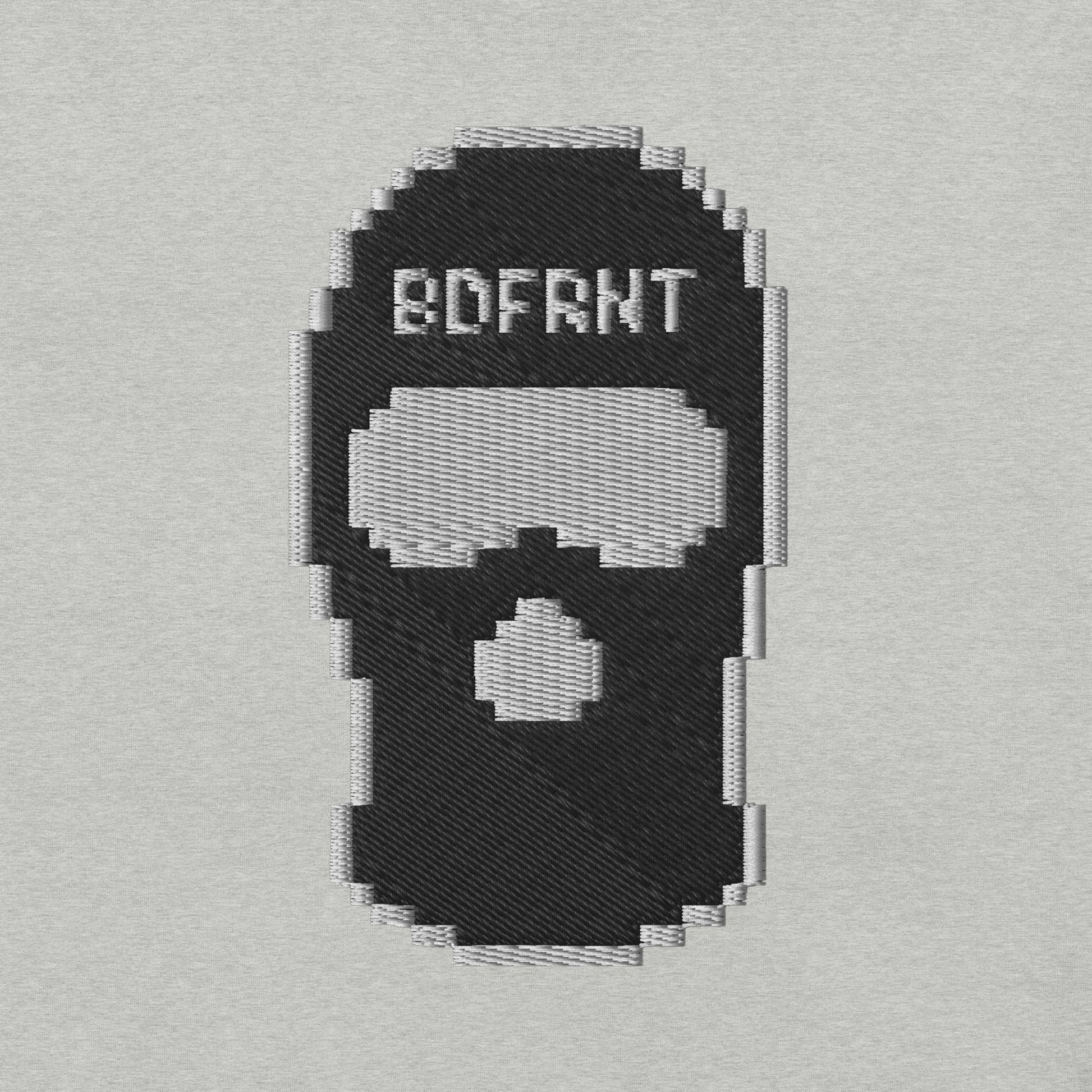 Gray-Pixel Balaclava Graffiti Sweatshirt from B.Different Clothing, graphic, graffiti-inspired streetwear, oversized heavyweight