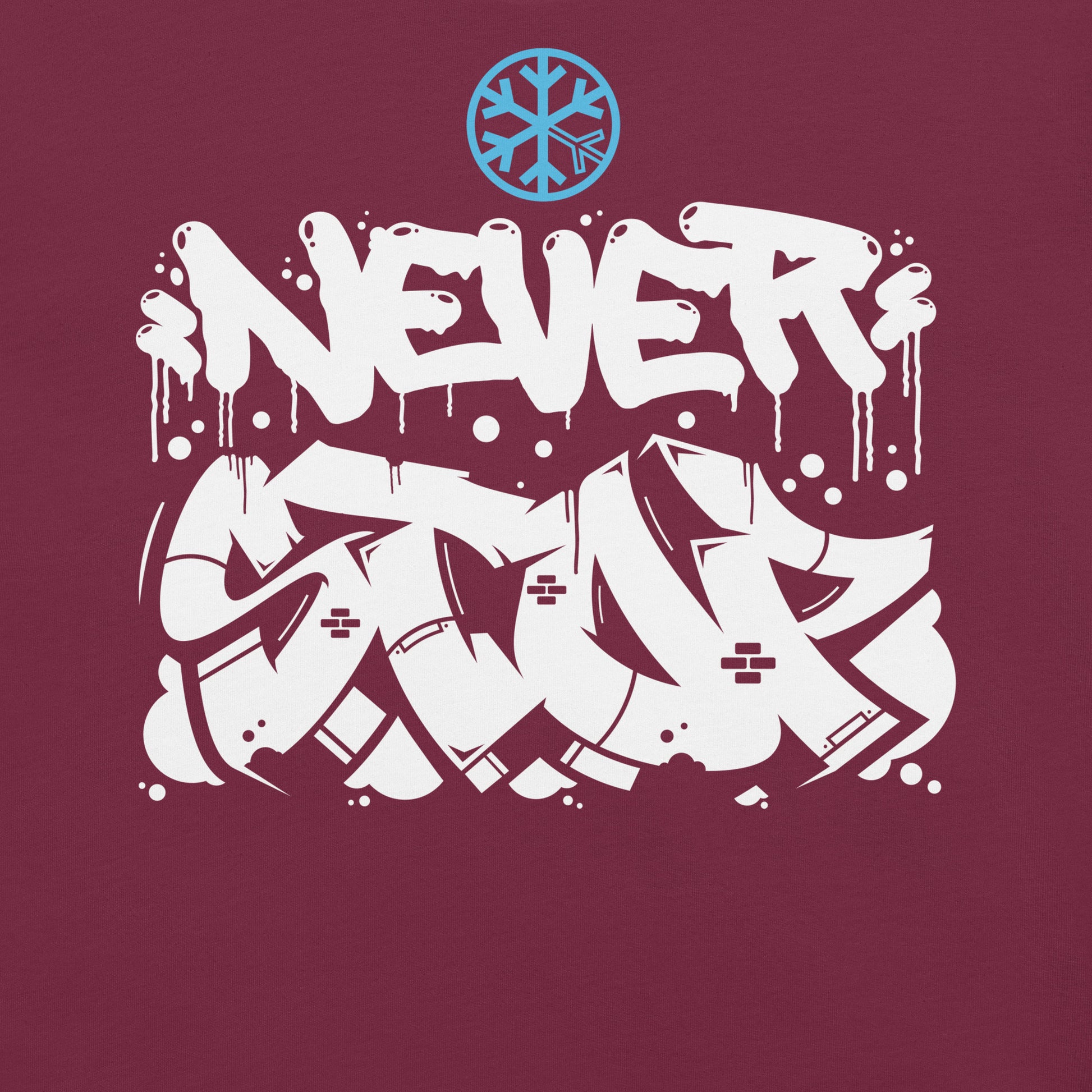 Maroon-Never Stop Graffiti Piece Tee from B.Different Clothing, graphic, graffiti-inspired streetwear t-shirt