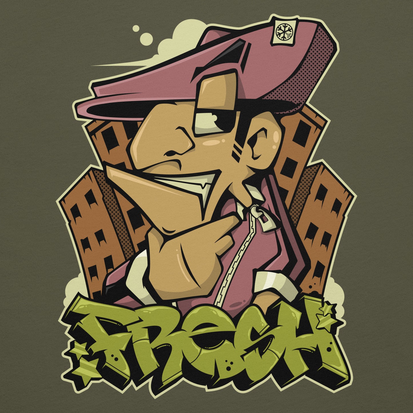 Green-Fresh Graffiti Character Tee from B.Different Clothing, graphic, graffiti-inspired streetwear t-shirt