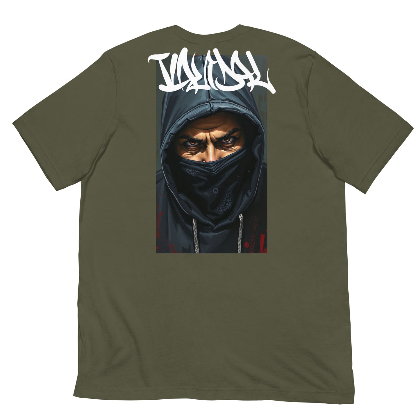Green-Vandal Graffiti Writer Tee from B.Different Clothing, back view, graffiti-inspired streetwear t-shirt