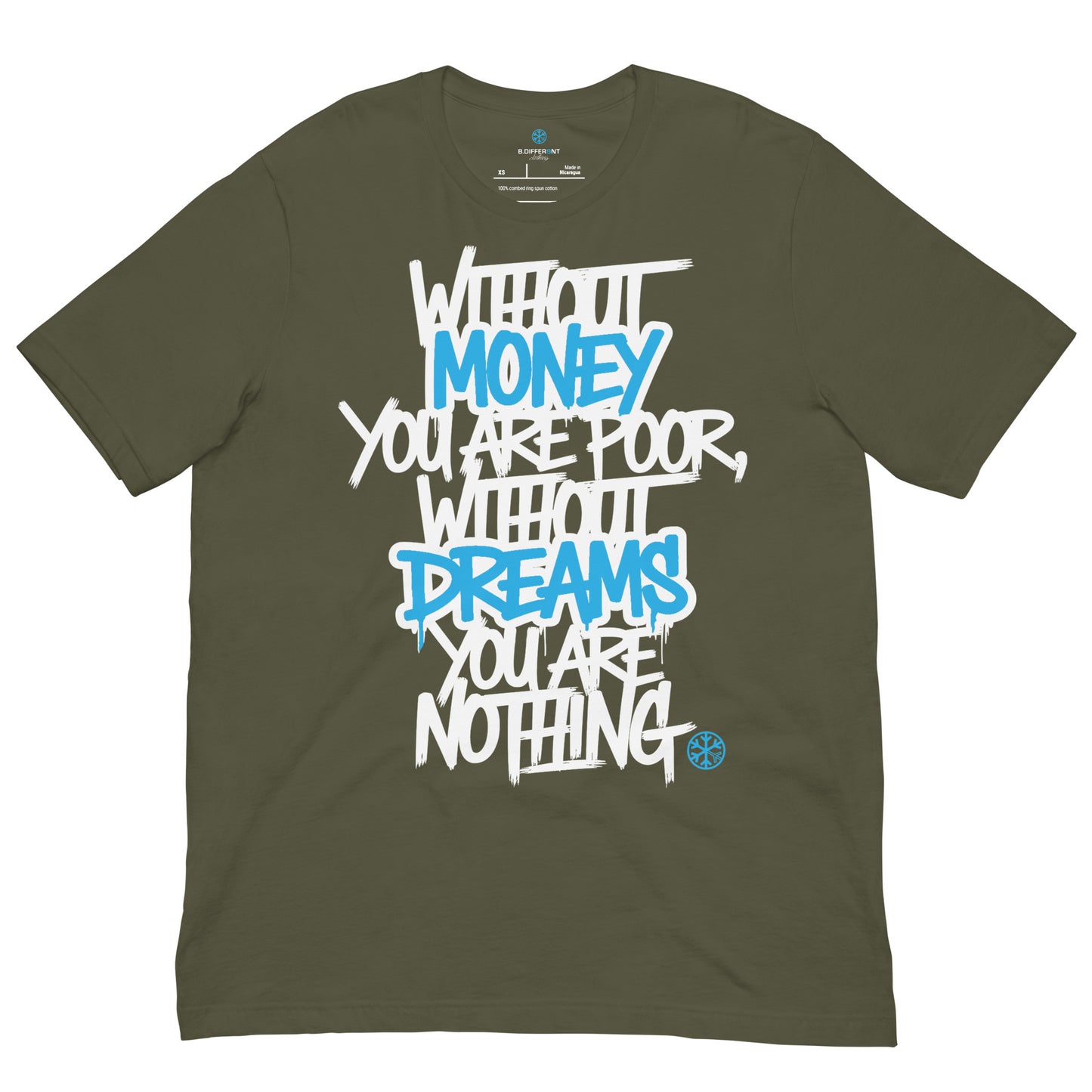 Green-Without Dreams You Are Nothing Graffiti Tee from B.Different Clothing, graphic, graffiti-inspired streetwear t-shirt