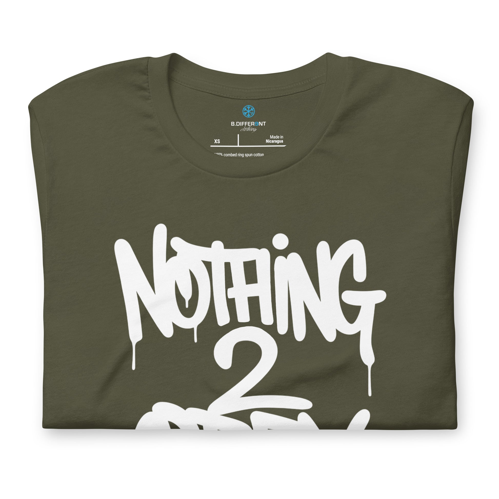 Green-Nothing 2 Obey Graffiti Tee from B.Different Clothing, folded, graffiti-inspired streetwear t-shirt