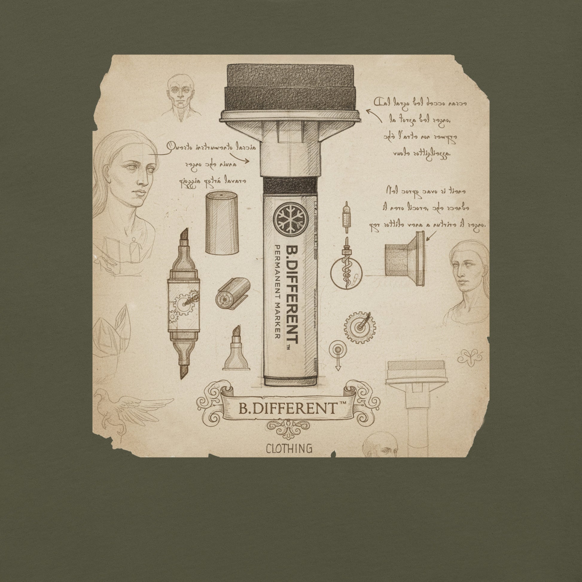 Green-Marker Sketch Graffiti Tee from B.Different Clothing, graphic, graffiti-inspired streetwear t-shirt