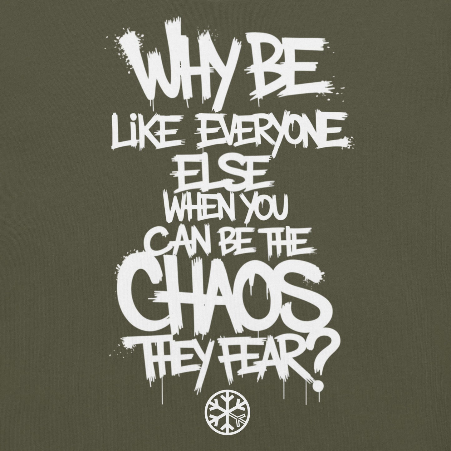 Green-Chaos They Fear Graffiti Tag Tee from B.Different Clothing, graphic, graffiti-inspired streetwear t-shirt