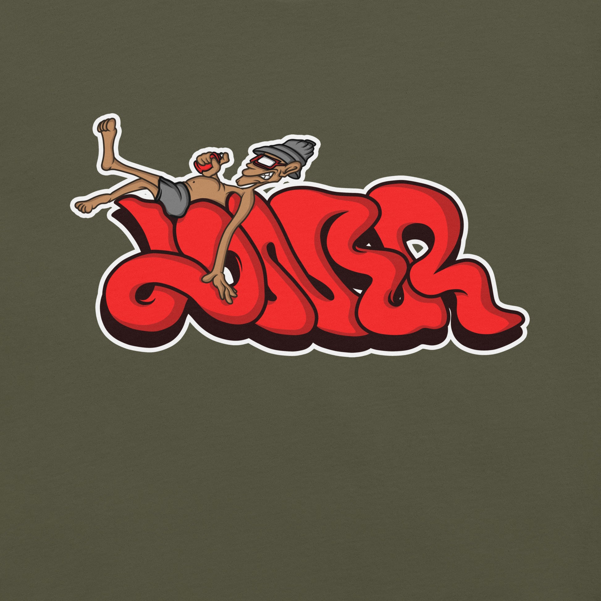 Green-Loner Graffiti Piece Tee from B.Different Clothing, graphic, graffiti-inspired streetwear t-shirt