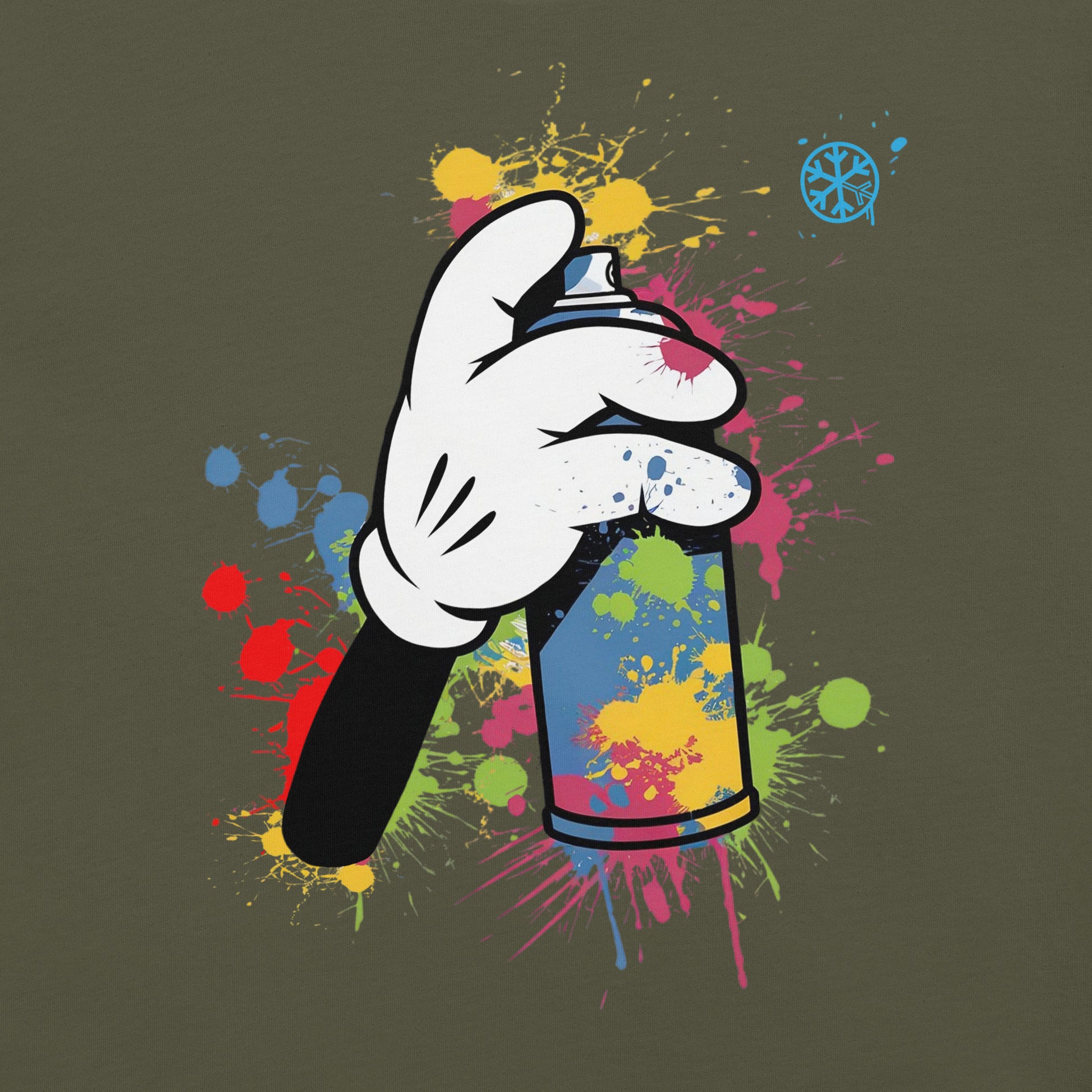 Green-Hand Spray Can Graffiti Tee from B.Different Clothing, graphic, graffiti-inspired streetwear t-shirt