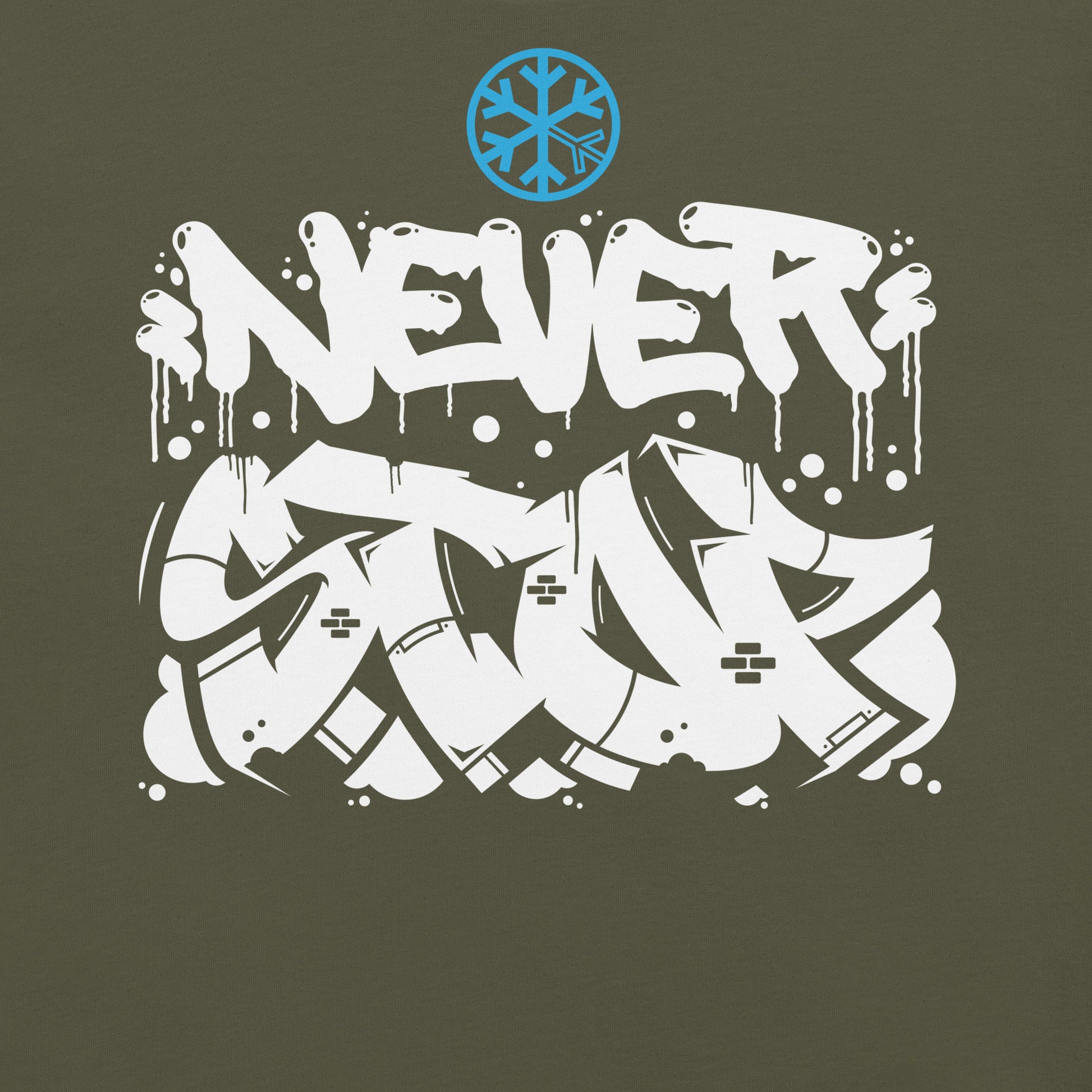 Green-Never Stop Graffiti Piece Tee from B.Different Clothing, graphic, graffiti-inspired streetwear t-shirt