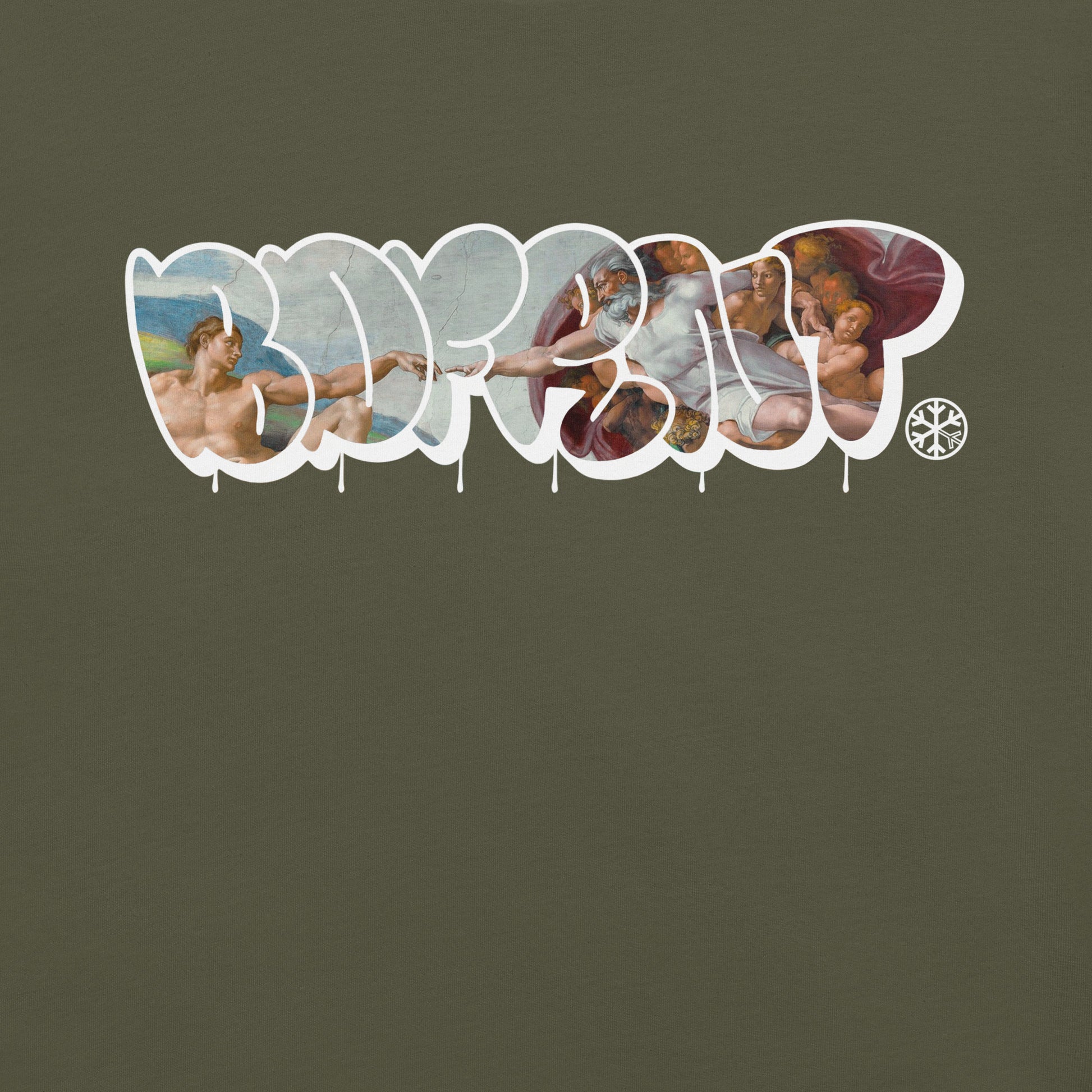 Green-BDFRNT Throwie x Creation of Adam Graffiti Tee from B.Different Clothing, graphic, graffiti-inspired streetwear t-shirt