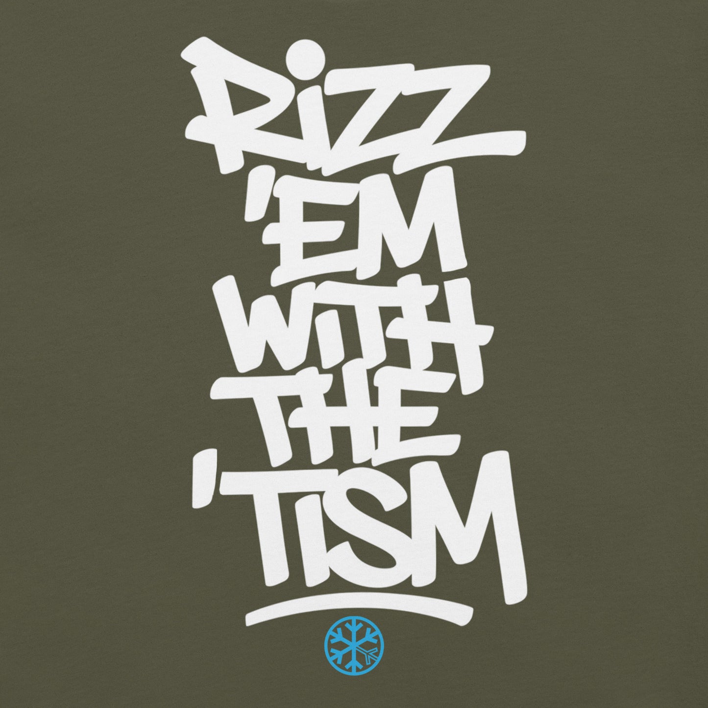 Green-Rizz 'Em With The 'Tism Graffiti Tee from B.Different Clothing, graphic, graffiti-inspired streetwear t-shirt