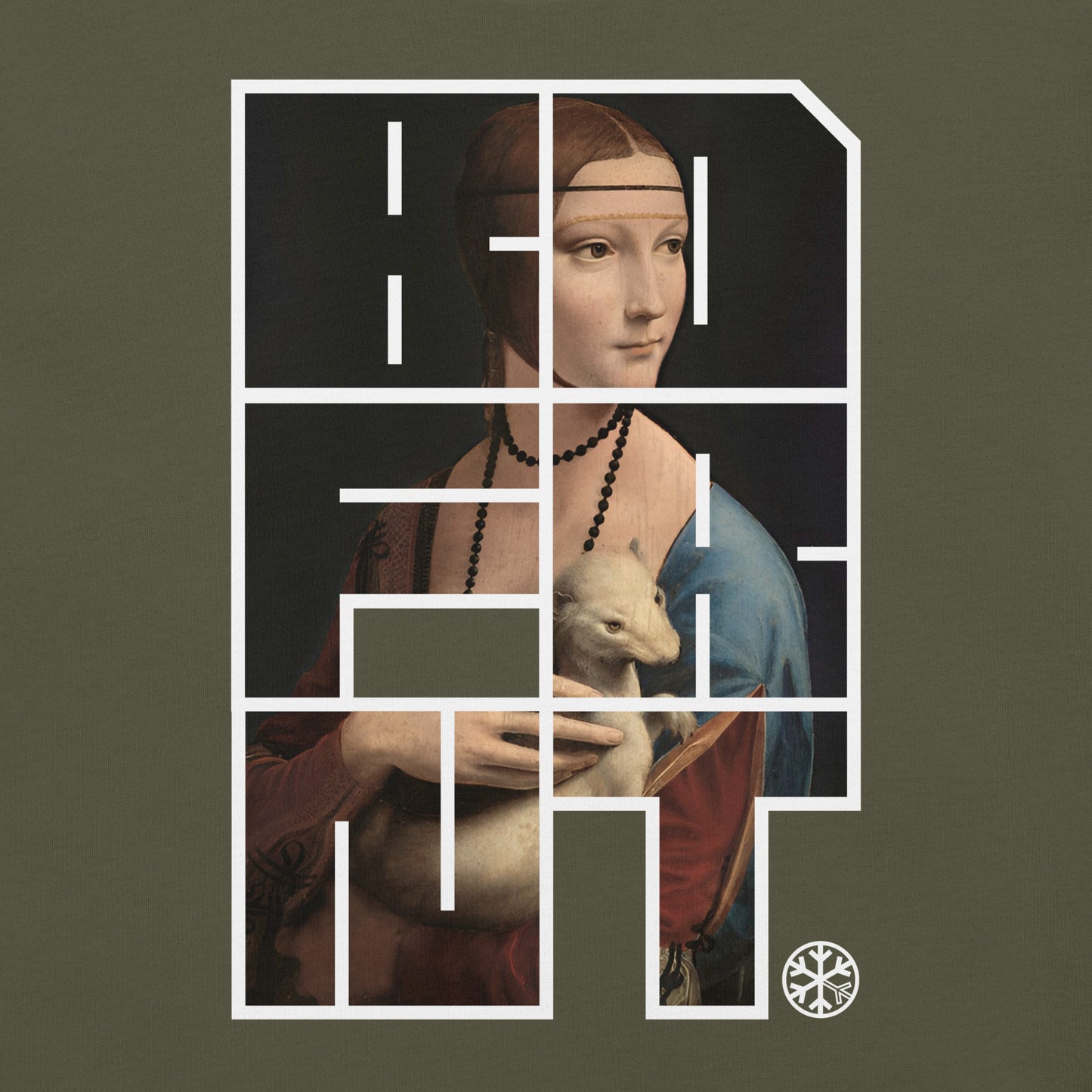 Green-BDFRNT Blockbuster x Lady With Ermine Graffiti Tee from B.Different Clothing, graphic, graffiti-inspired streetwear t-shirt