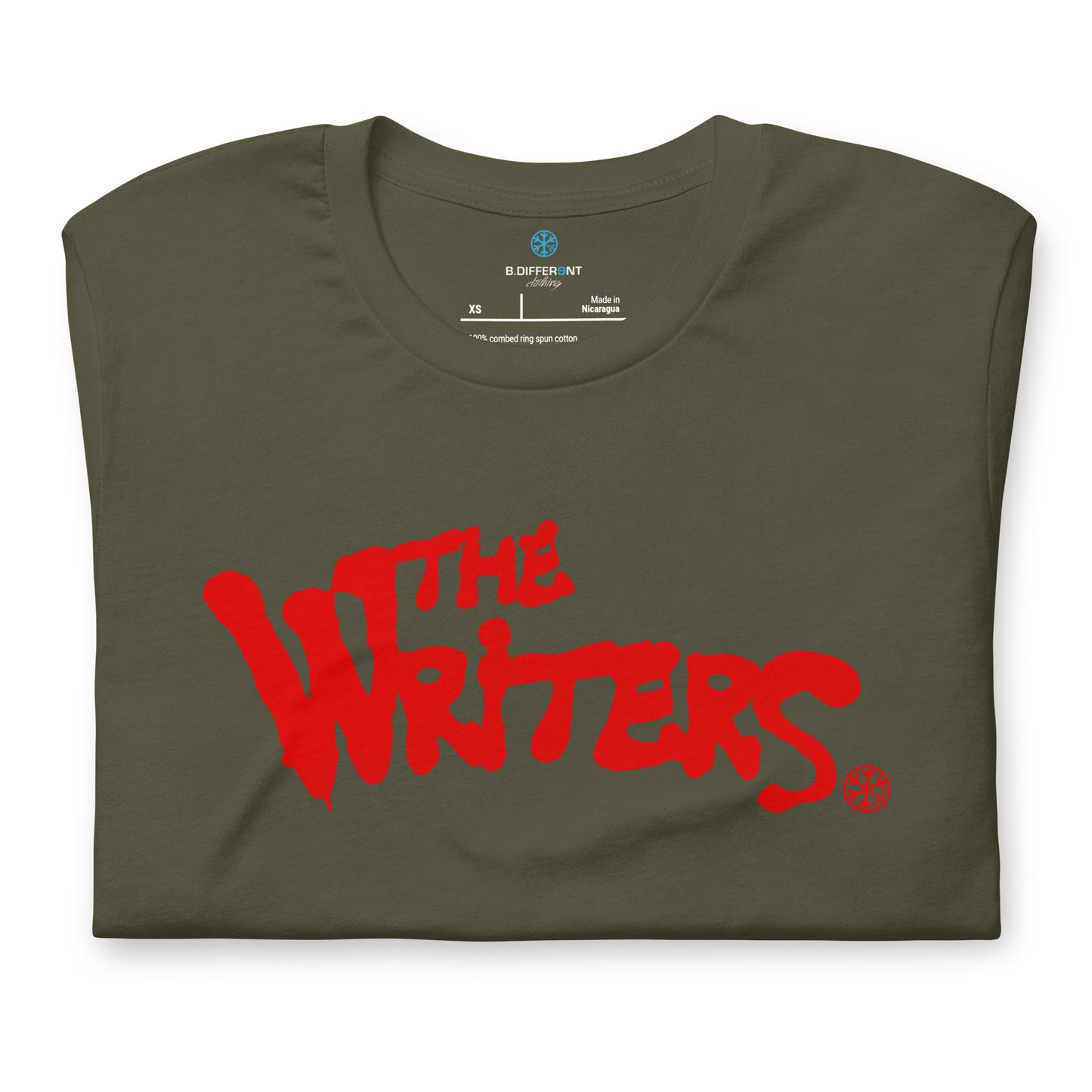 Green-The Writers Graffiti Lettering Tee from B.Different Clothing, folded, graffiti-inspired streetwear t-shirt