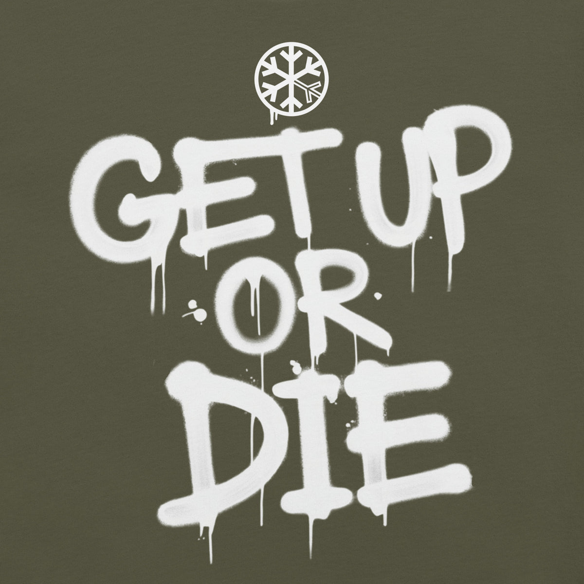 Green-Get Up or Die Graffiti Tag Tee from B.Different Clothing, front graphic, graffiti-inspired streetwear t-shirt