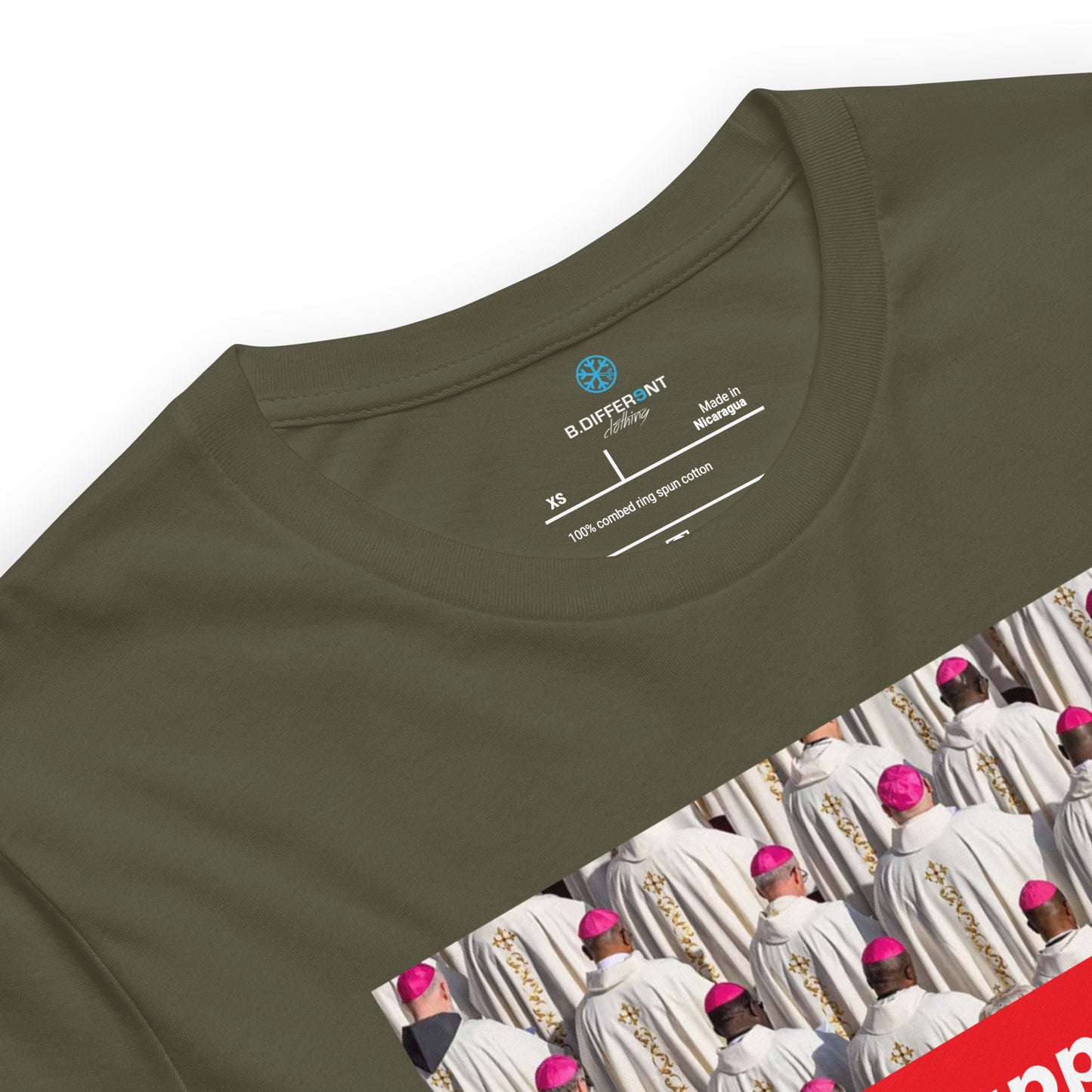 Green-Vatican Crooks Tee from B.Different Clothing, collar, graffiti-inspired streetwear t-shirt