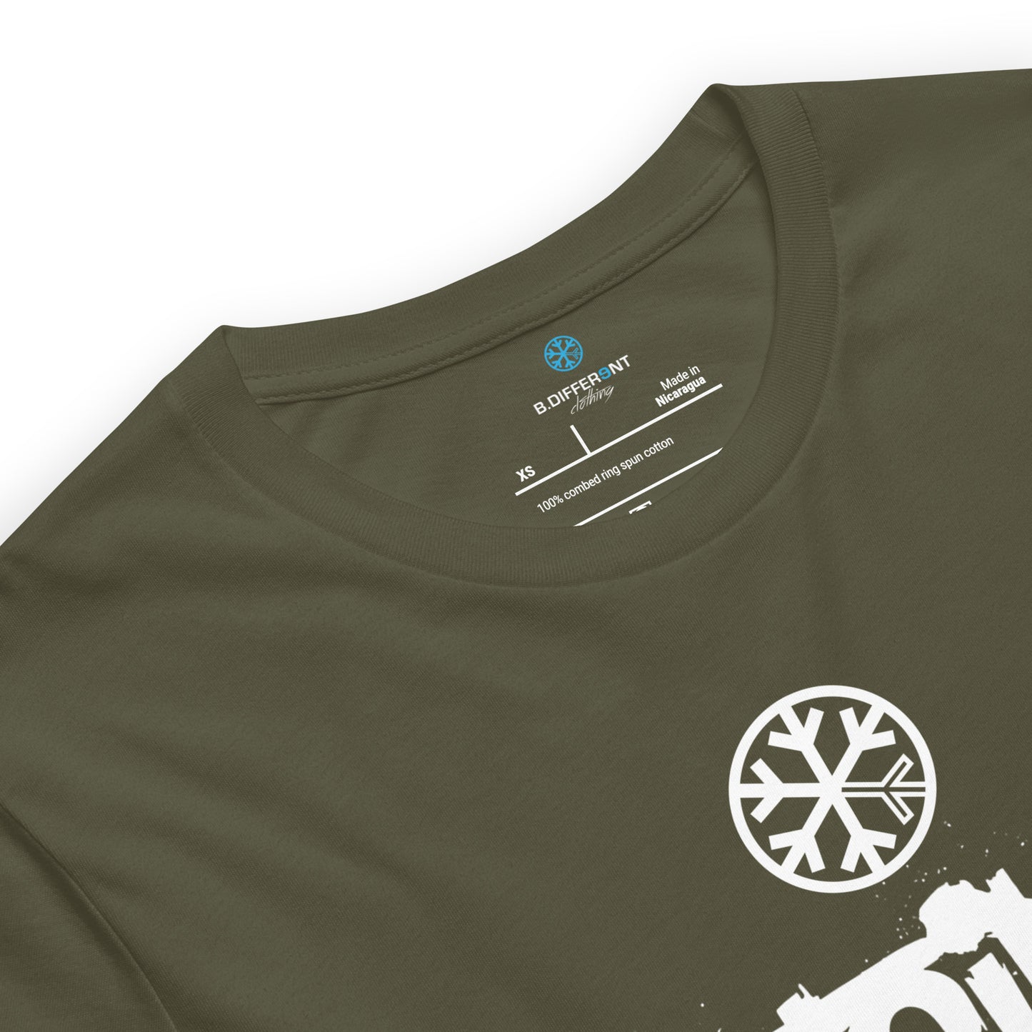 Green-Outsider Graffiti Tag Tee from B.Different Clothing, collar, graffiti-inspired streetwear t-shirt