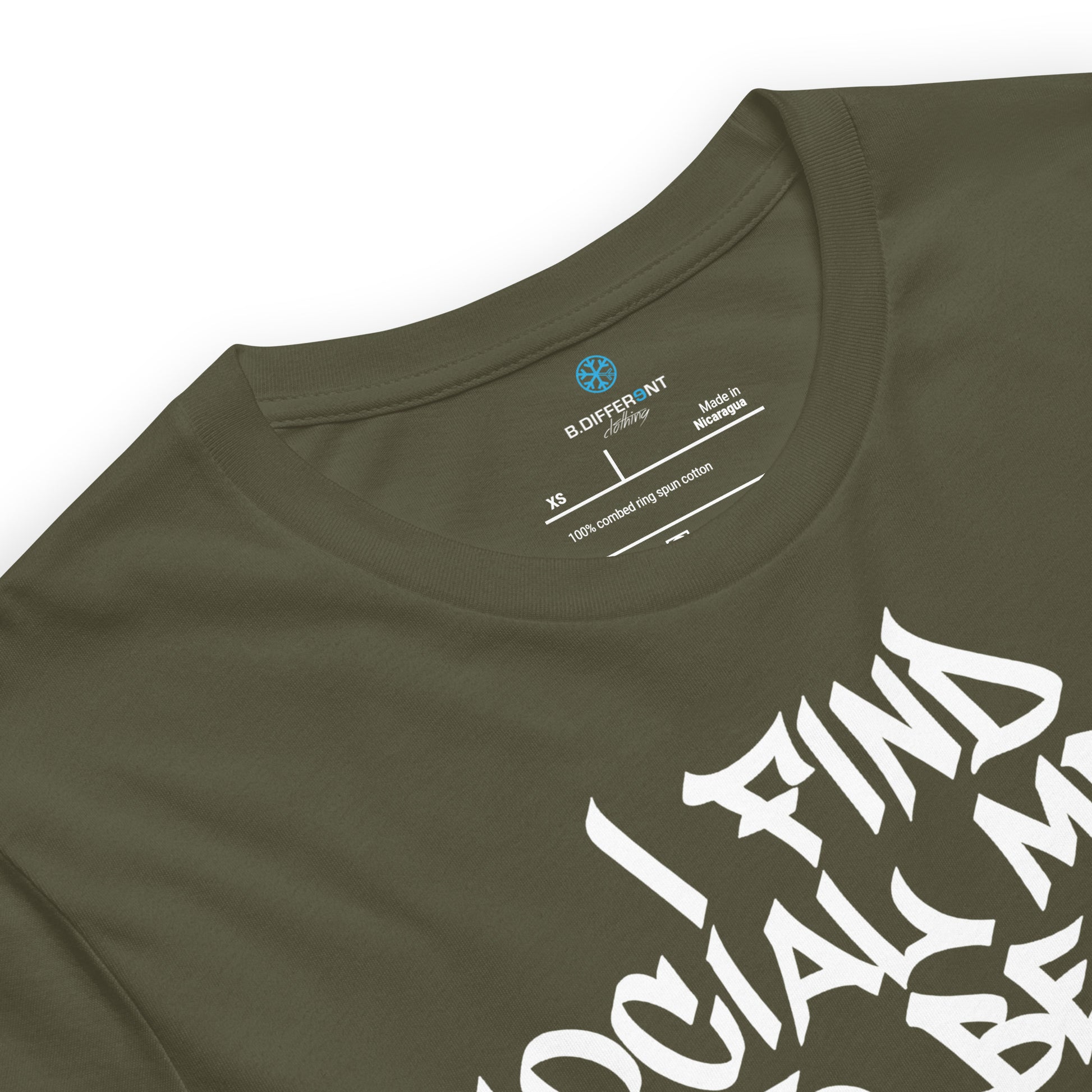 Green-Social Media Graffiti Tag Tee from B.Different Clothing, collar, graffiti-inspired streetwear t-shirt