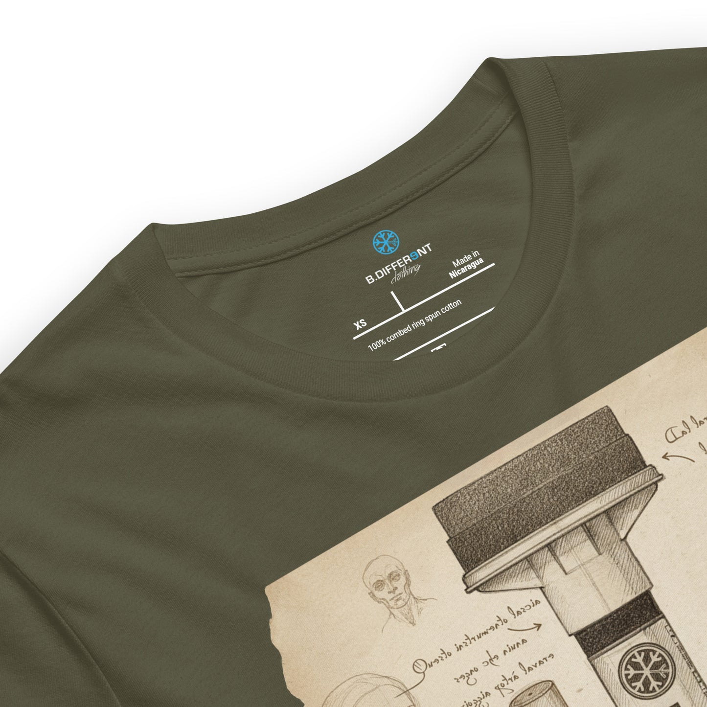 Green-Marker Sketch Graffiti Tee from B.Different Clothing, collar, graffiti-inspired streetwear t-shirt