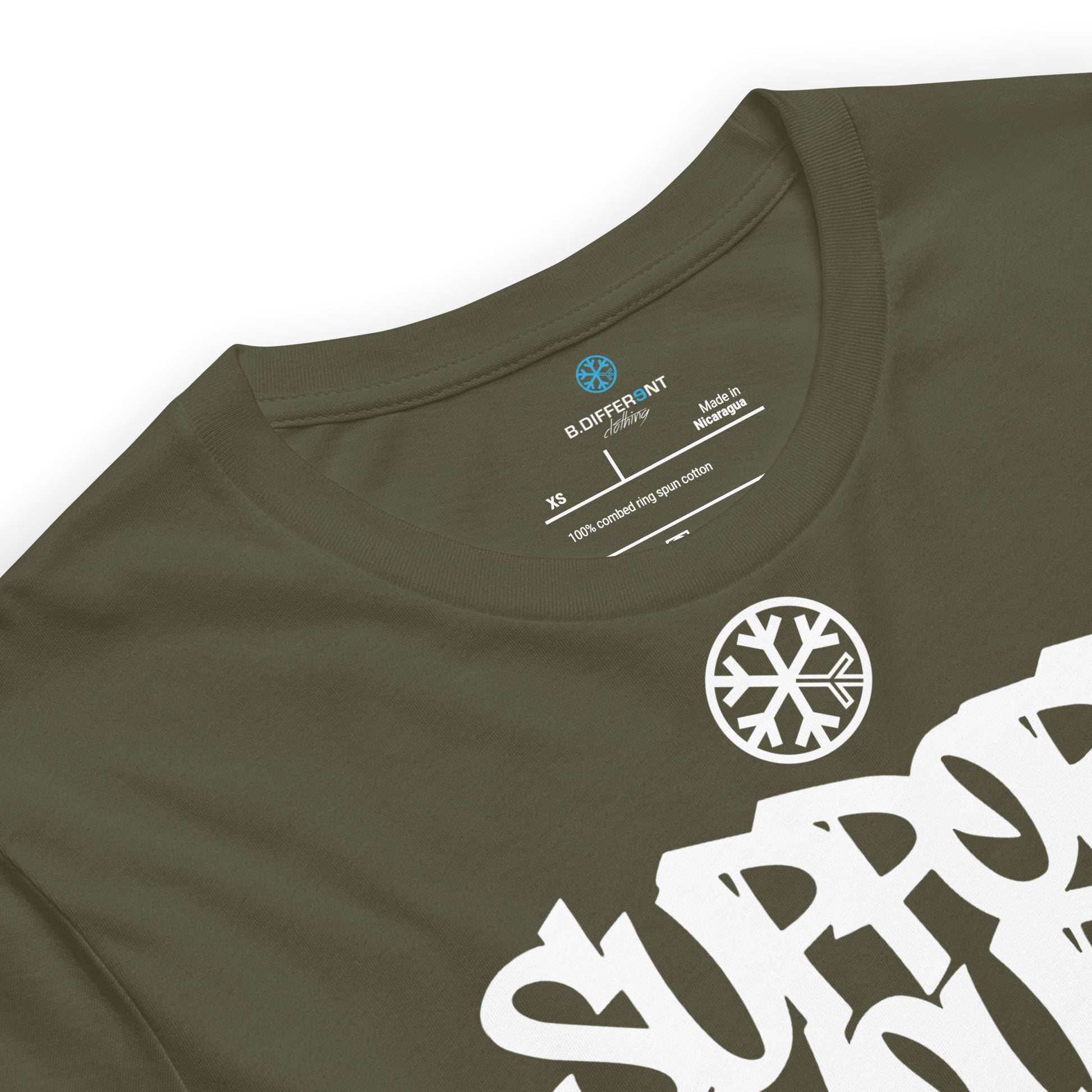 Green-Support Your Local Graffiti Artists Tee from B.Different Clothing, collar, graffiti-inspired streetwear t-shirt