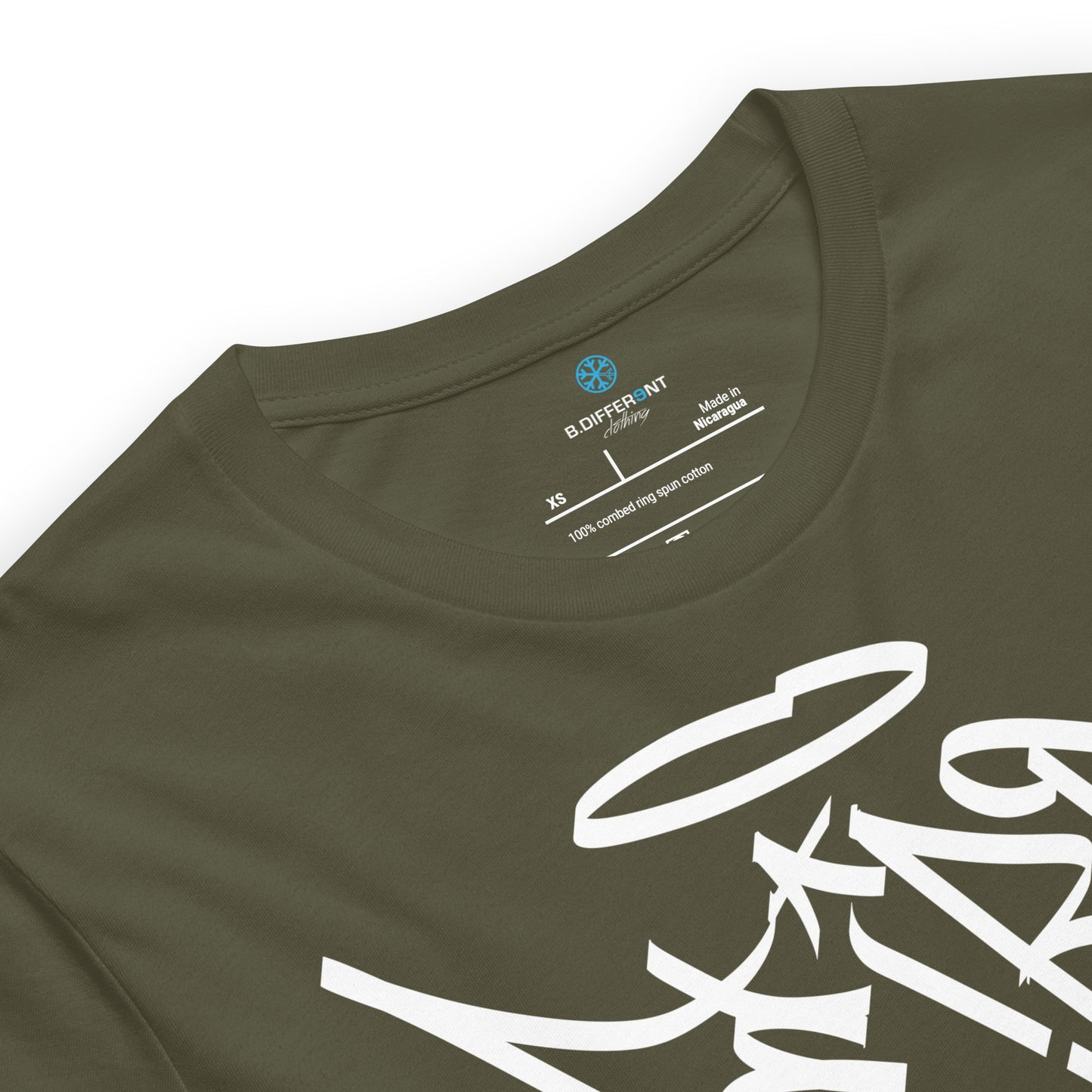 Green-Weirdo Tag Graffiti Tee from B.Different Clothing, collar, graffiti-inspired streetwear t-shirt