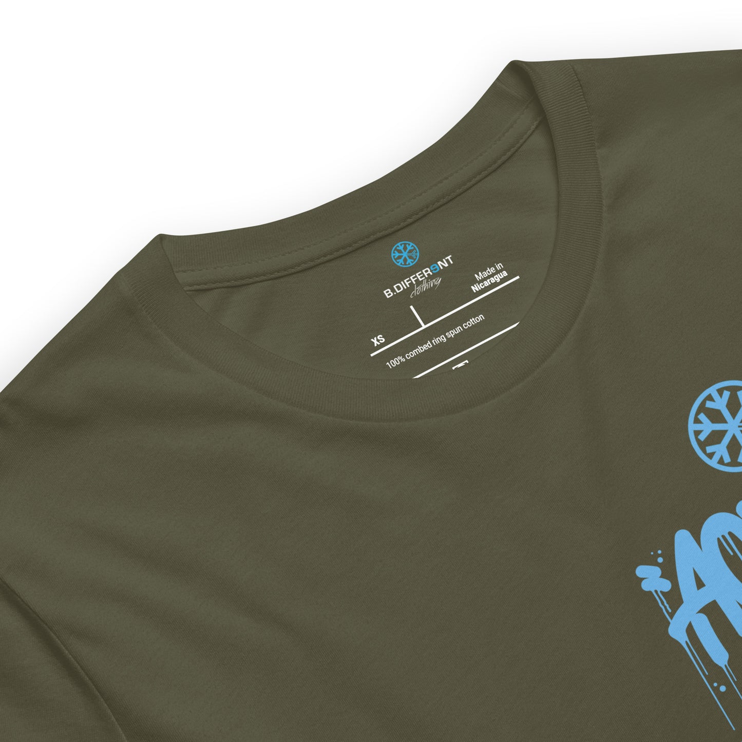 Green-ACAB Graffiti Character Tee from B.Different Clothing, collar, graffiti-inspired streetwear t-shirt