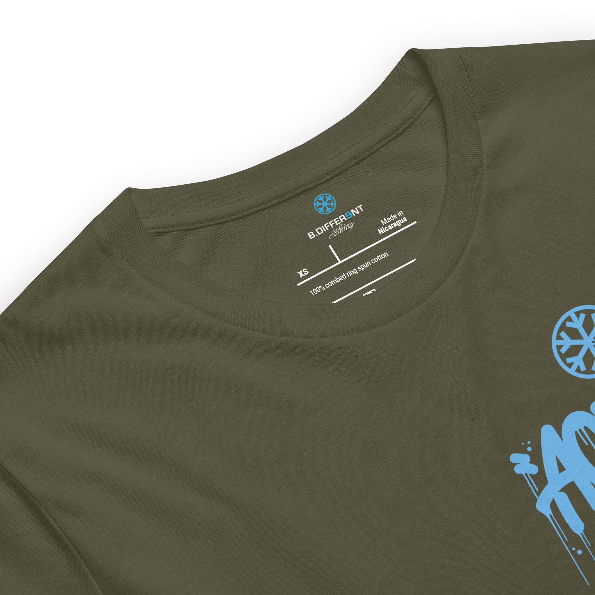 Green-ACAB Graffiti Character Tee from B.Different Clothing, collar, graffiti-inspired streetwear t-shirt