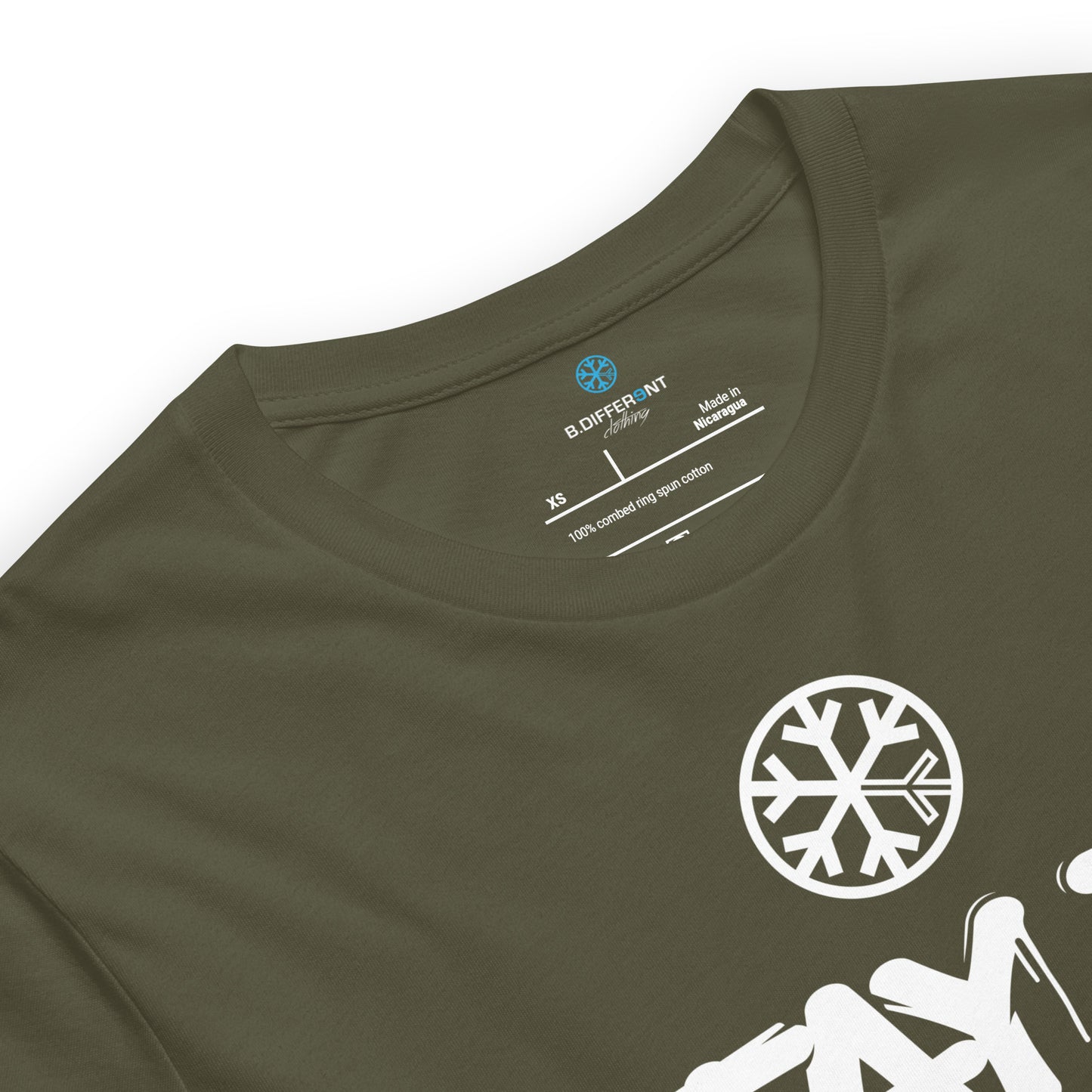 Green-Stay Fly Graffiti Tag Tee from B.Different Clothing, collar, graffiti-inspired streetwear t-shirt