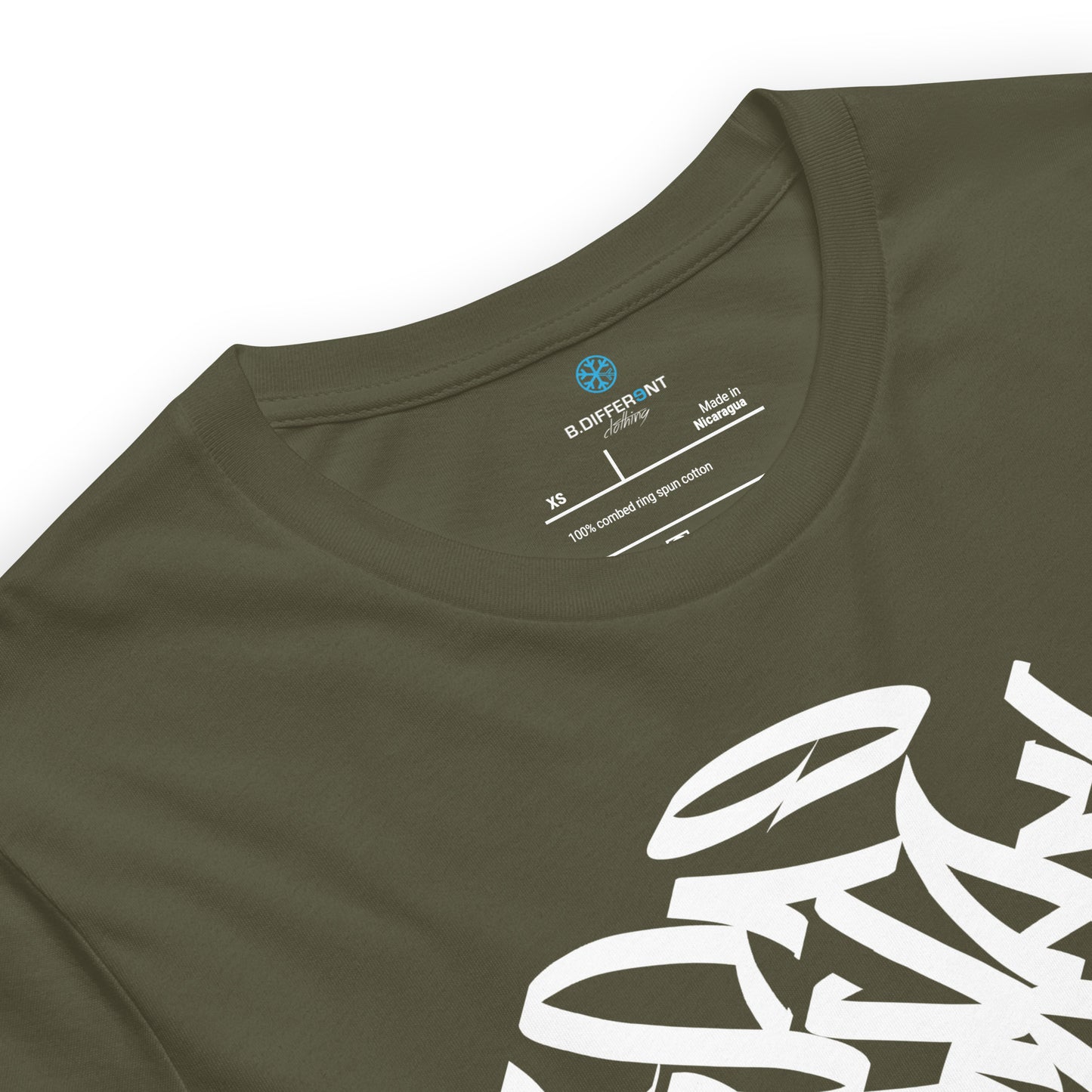 Green-Stay Weird Graffiti Tag Tee from B.Different Clothing, collar, graffiti-inspired streetwear t-shirt