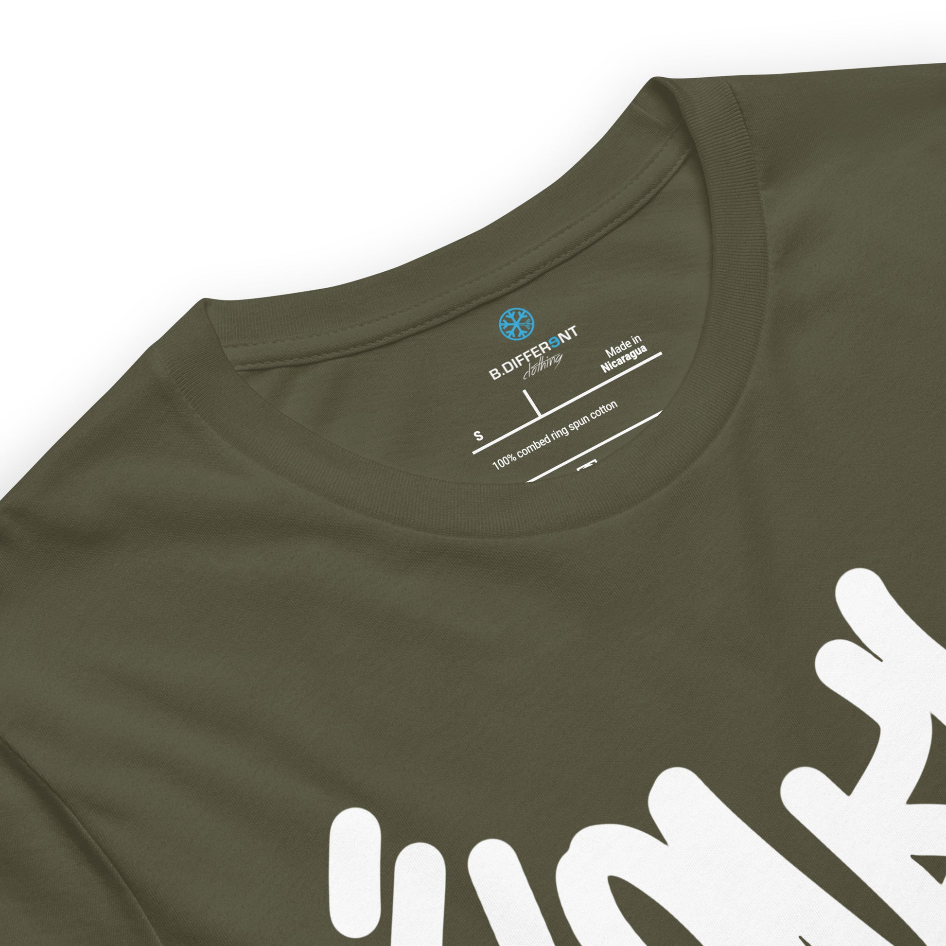 Green-Loner Graffiti Tag Tee from B.Different Clothing, collar, graffiti-inspired streetwear t-shirt