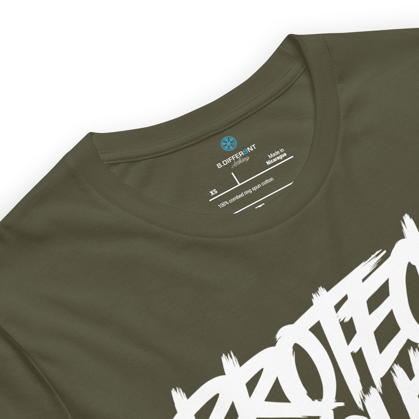 Green-Protect Your Vibe Graffiti Tag Tee from B.Different Clothing, collar, graffiti-inspired streetwear t-shirt