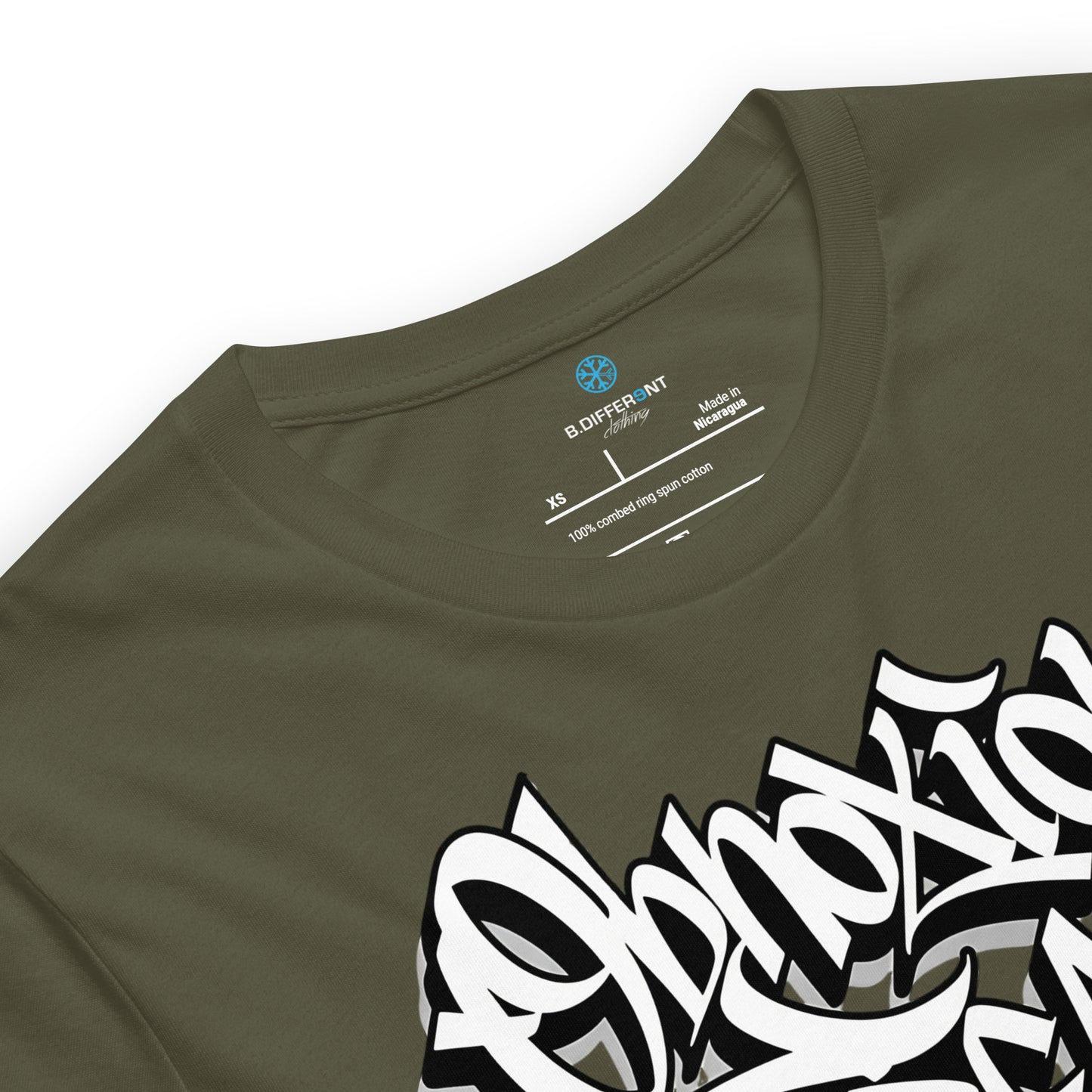 Green-Obnoxious Freak Graffiti Tee from B.Different Clothing, collar, graffiti-inspired streetwear t-shirt