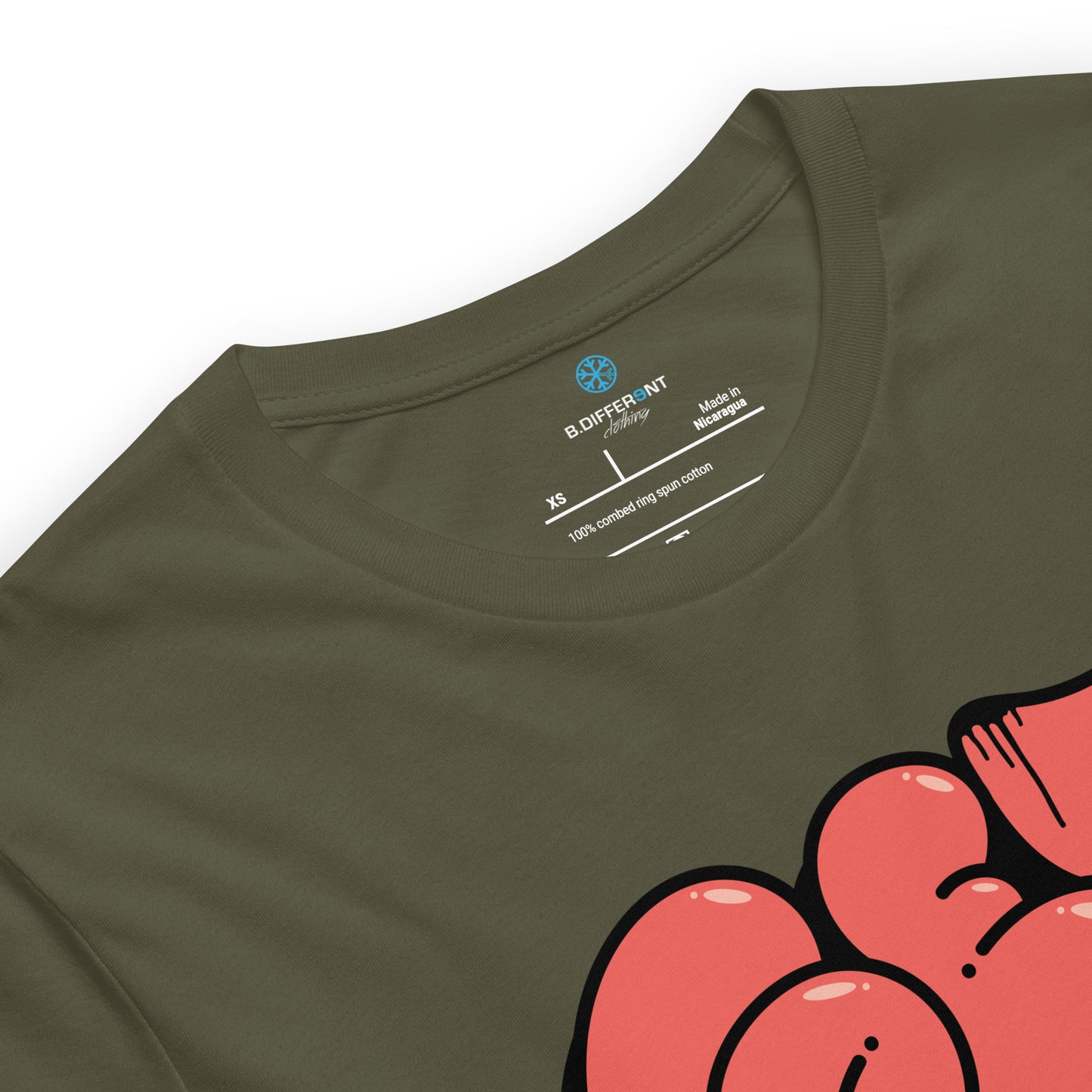 Green-Get Down Graffiti Throw-up Tee from B.Different Clothing, collar, graffiti-inspired streetwear t-shirt