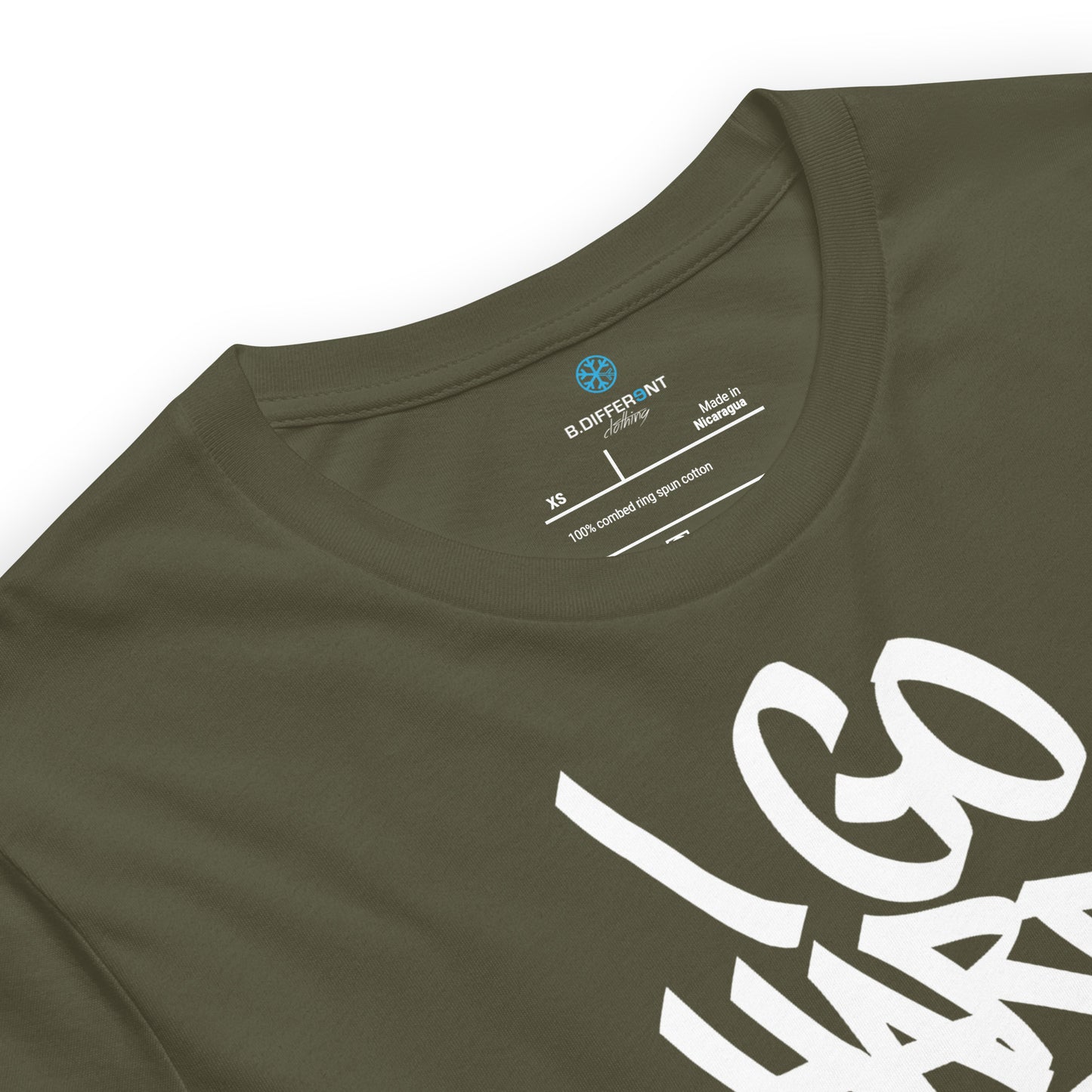 Green-I Go Hard With My Paint Graffiti Tee from B.Different Clothing, collar, graffiti-inspired streetwear t-shirt