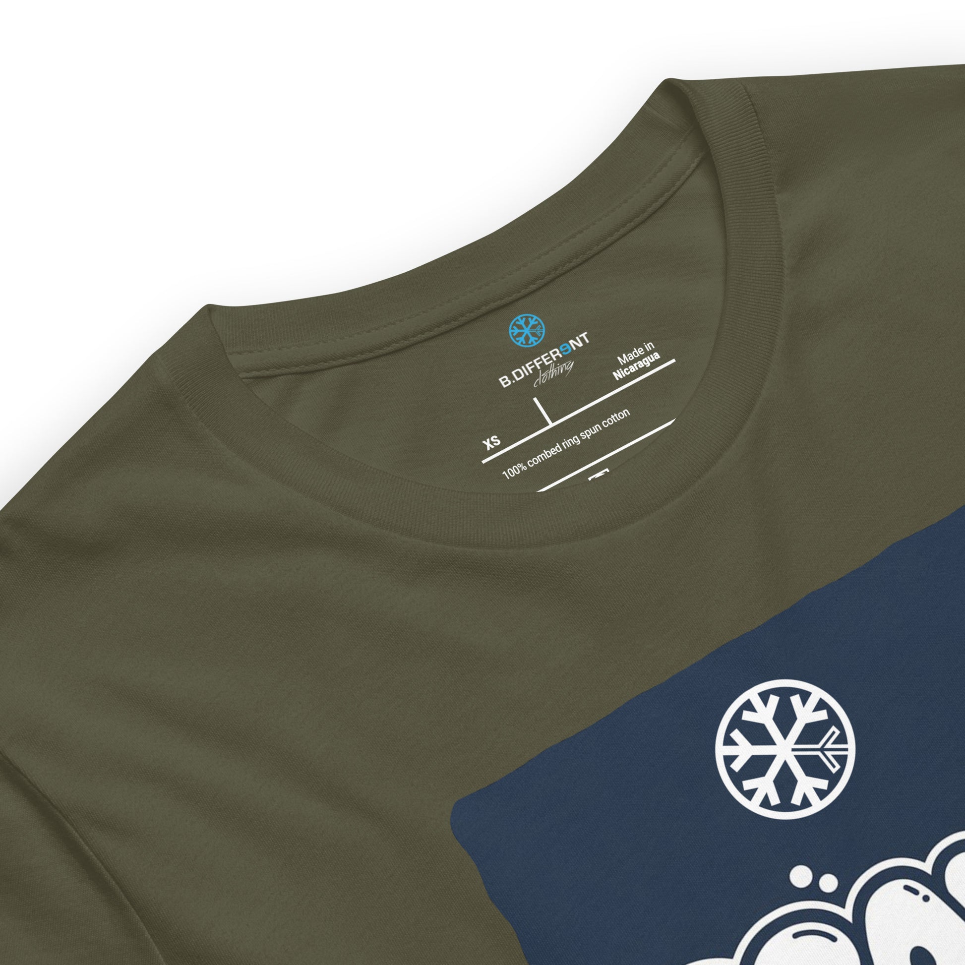Green-Dreamer Graffiti Throw-up Tee from B.Different Clothing, collar, graffiti-inspired streetwear t-shirt