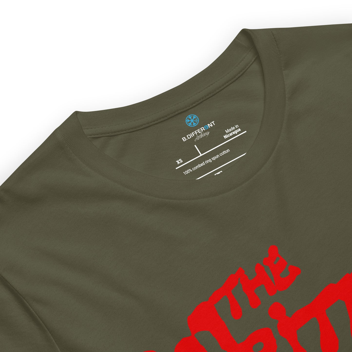 Green-The Writers Graffiti Lettering Tee from B.Different Clothing, collar, graffiti-inspired streetwear t-shirt
